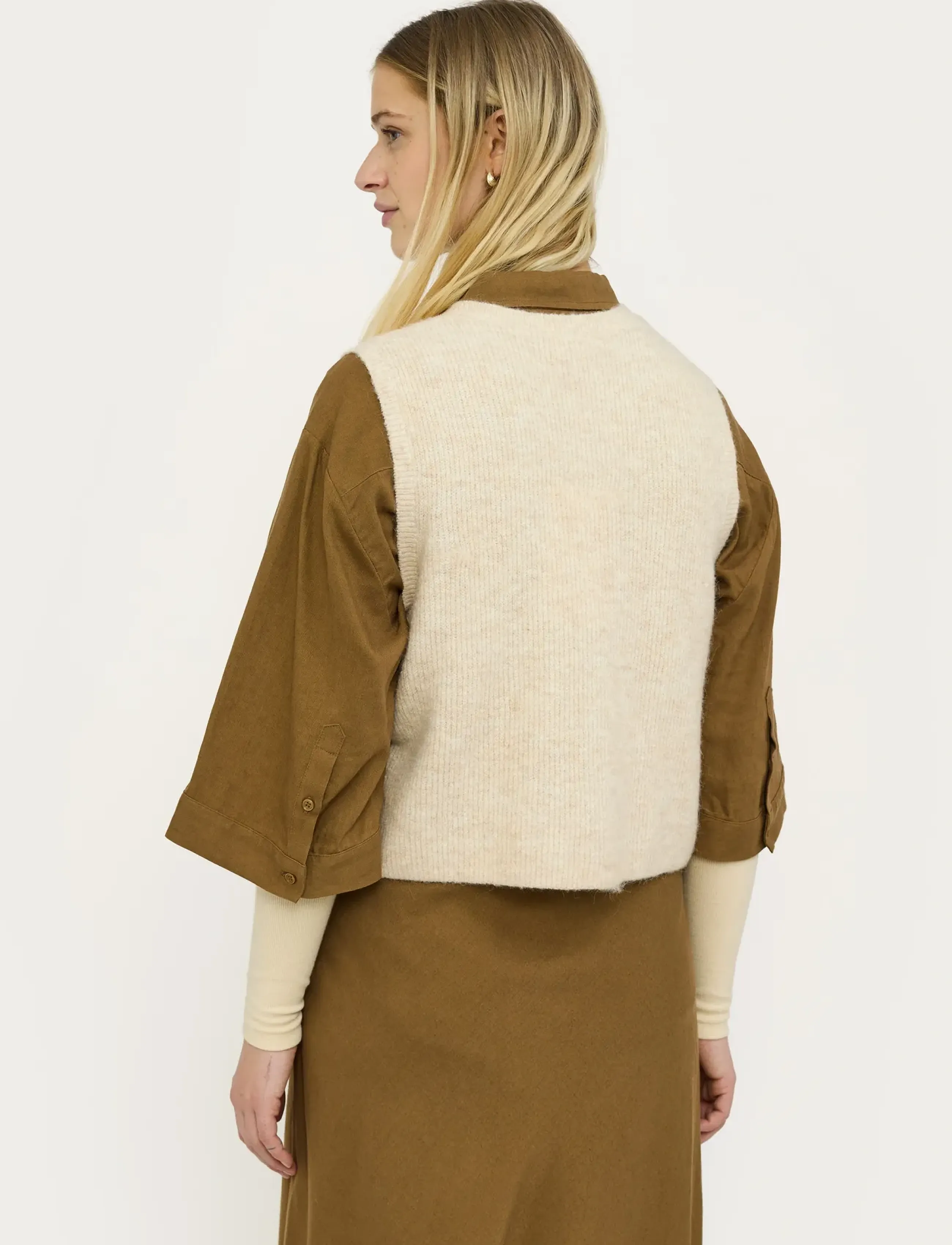 Soft Rebels - SRAlliy Vest Knit RWS - kootud vestid - wood ash melange - 3
