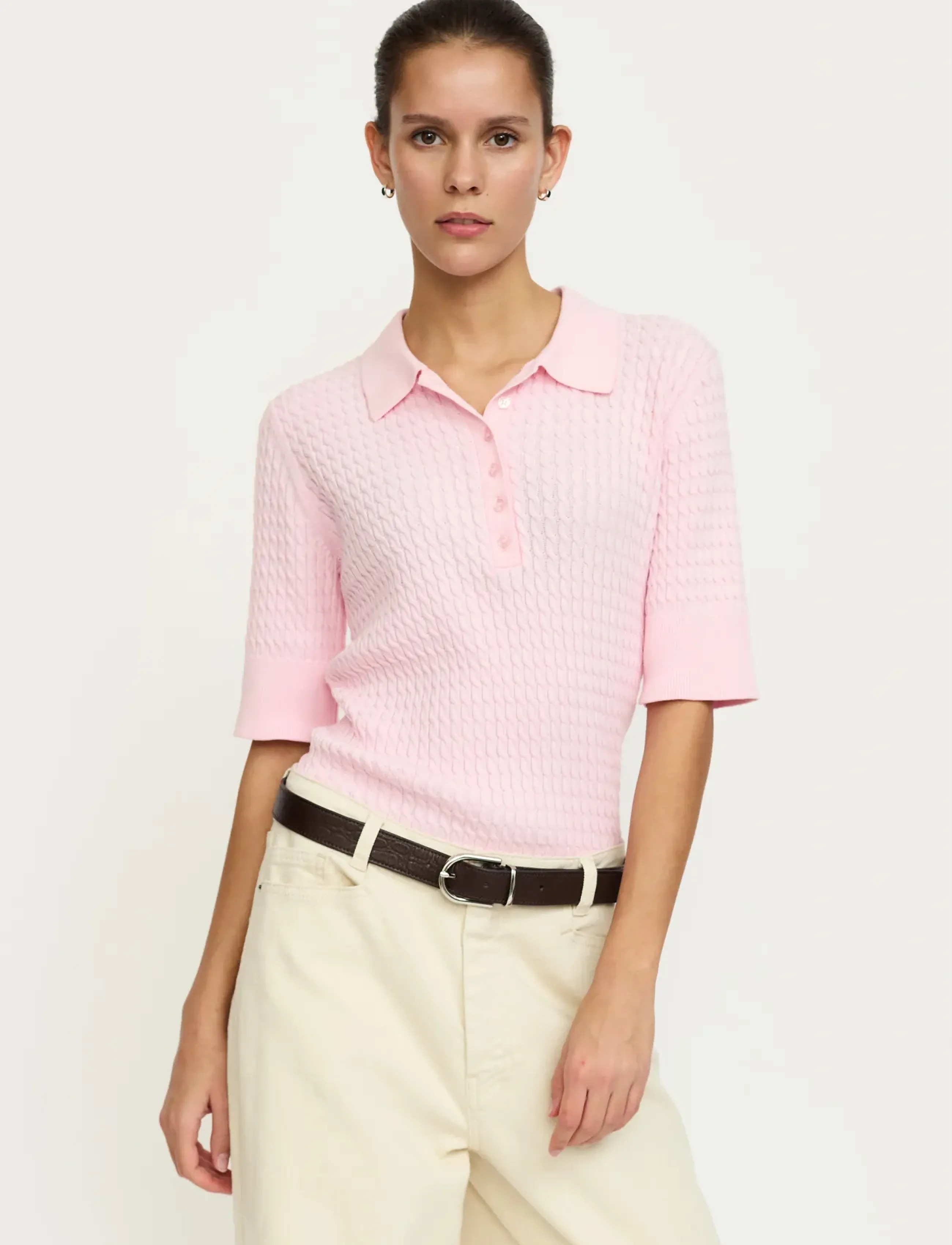 Soft Rebels SRBeth Polo Knit - T-shirts & Toppe - BLEACHED MAUVE / pink/rose