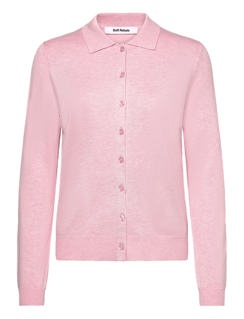 Soft Rebels - SRMarla Collar Cardigan Knit - cardigans - 196 bleached mauve melange - 1