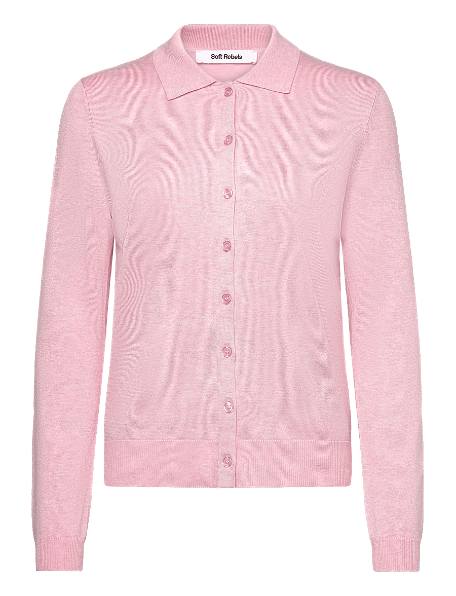 Soft Rebels - SRMarla Collar Cardigan Knit - strickjacken - 196 bleached mauve melange - 1