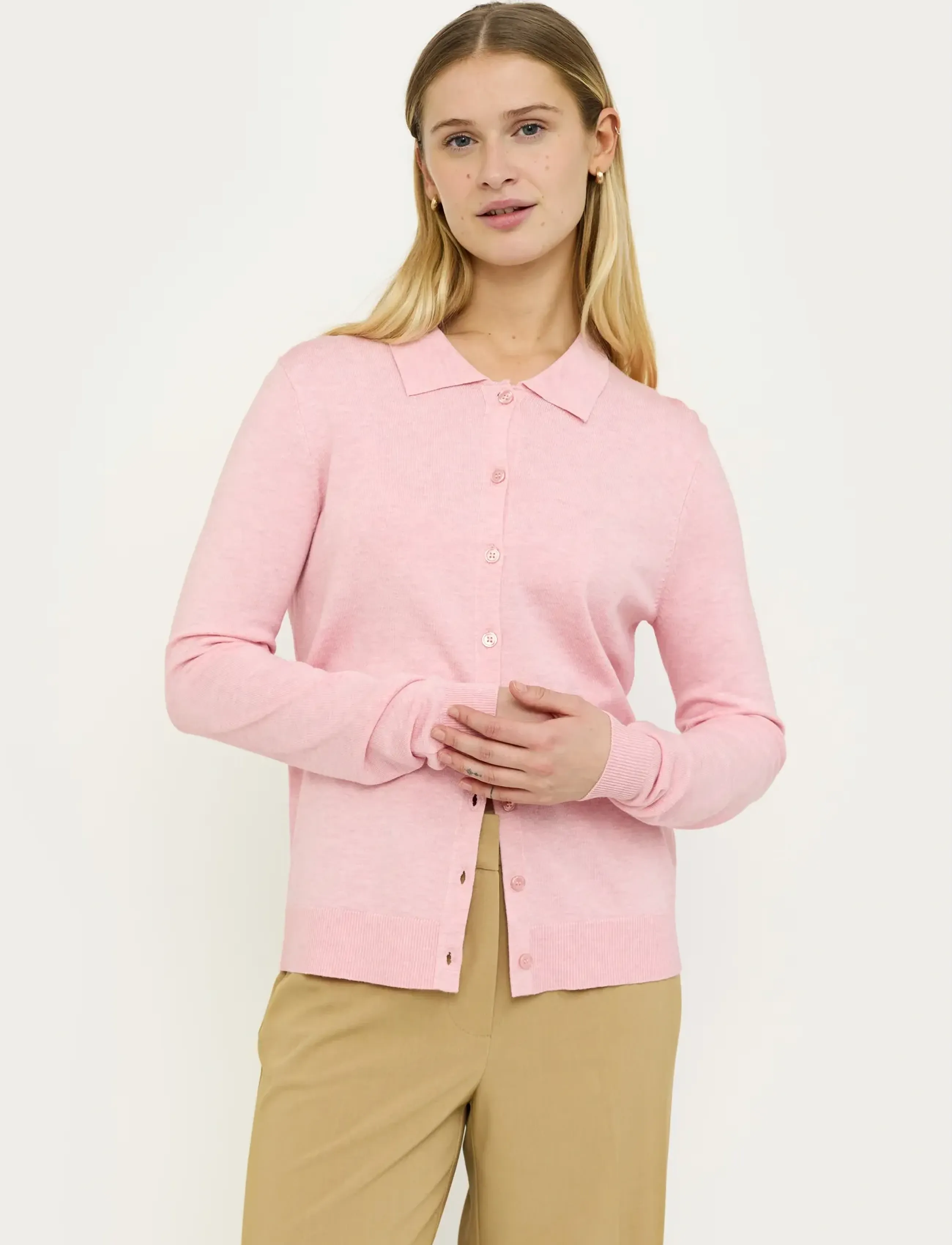 Soft Rebels Srmarla Collar Cardigan Knit, M, Pink, Strik > Cardigans, Dame
