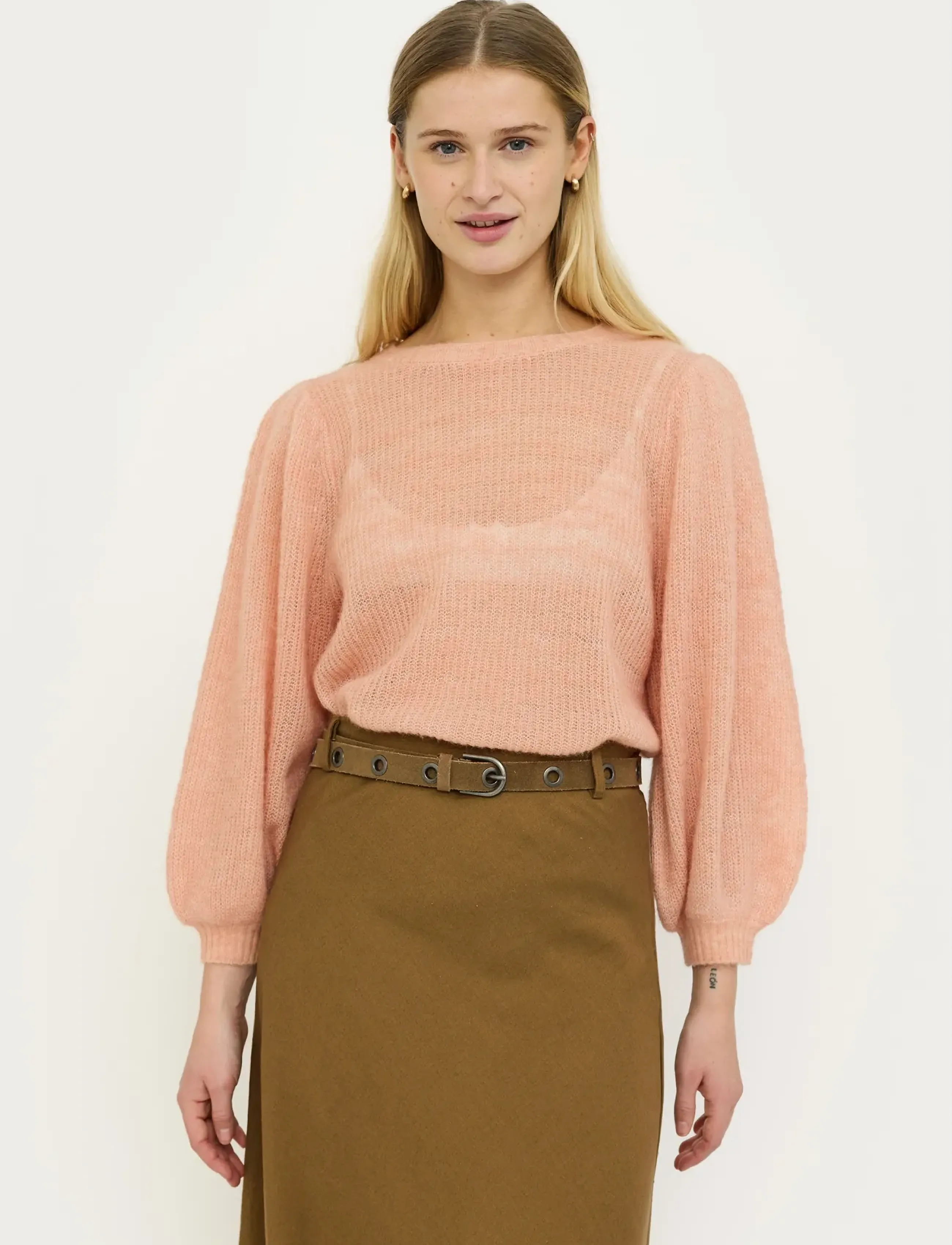 Soft Rebels SRTrish knit - Soft Rebels - CAFE CRÉME / pink/rose