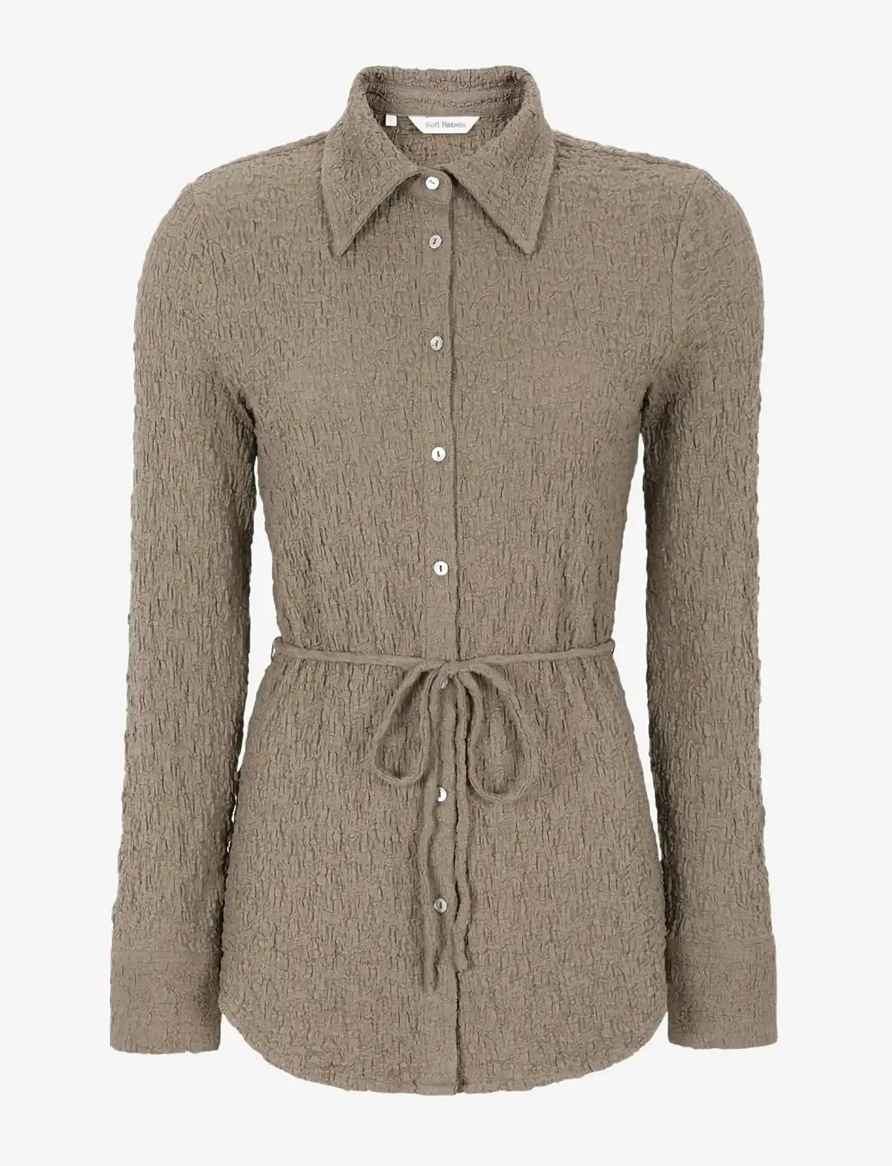Soft Rebels - SRBallina shirt - langærmede skjorter - greige - 1