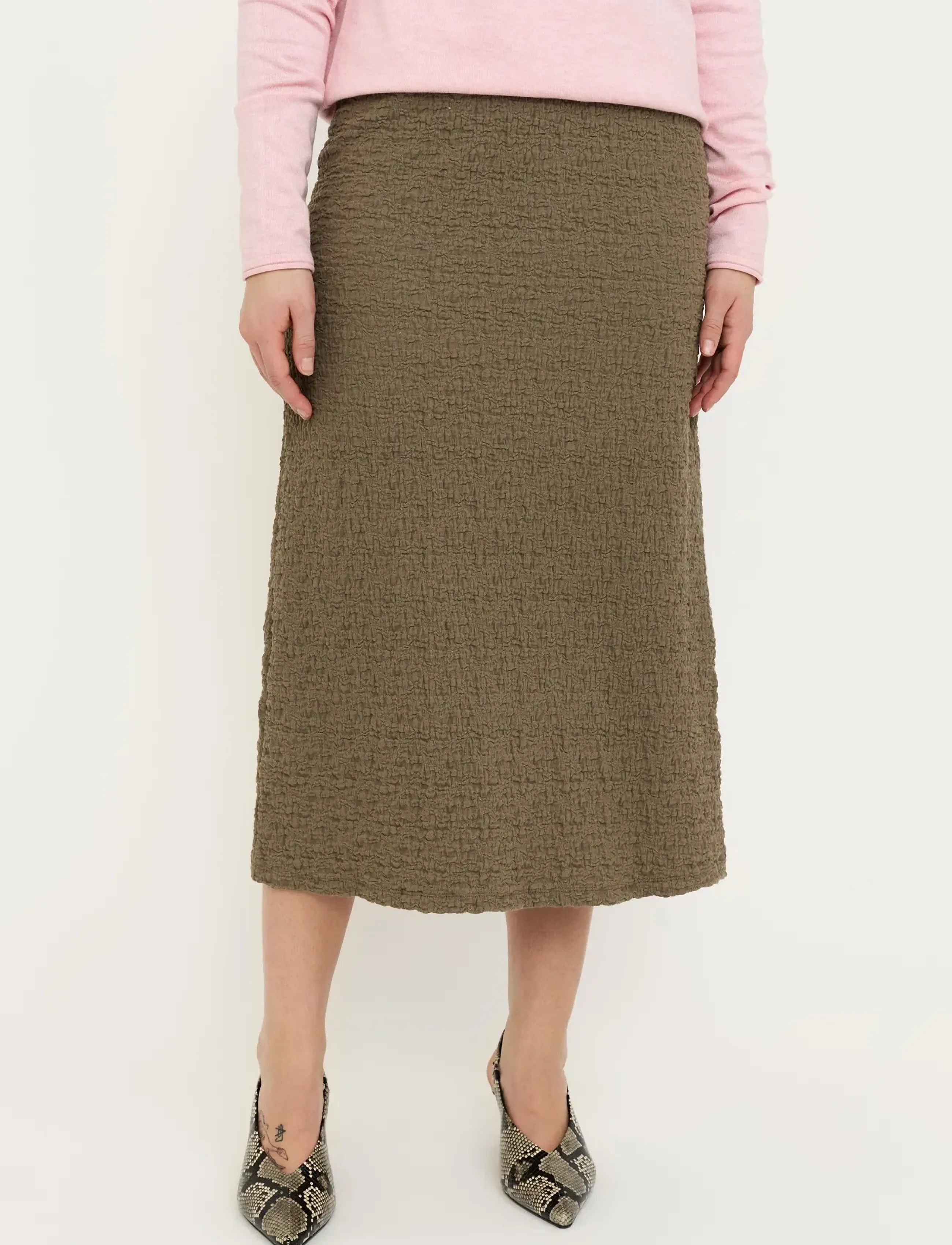 Soft Rebels Srballina Midi Skirt, S, Brown, Nederdele > Knælange Og Midi Nederdele, Dame
