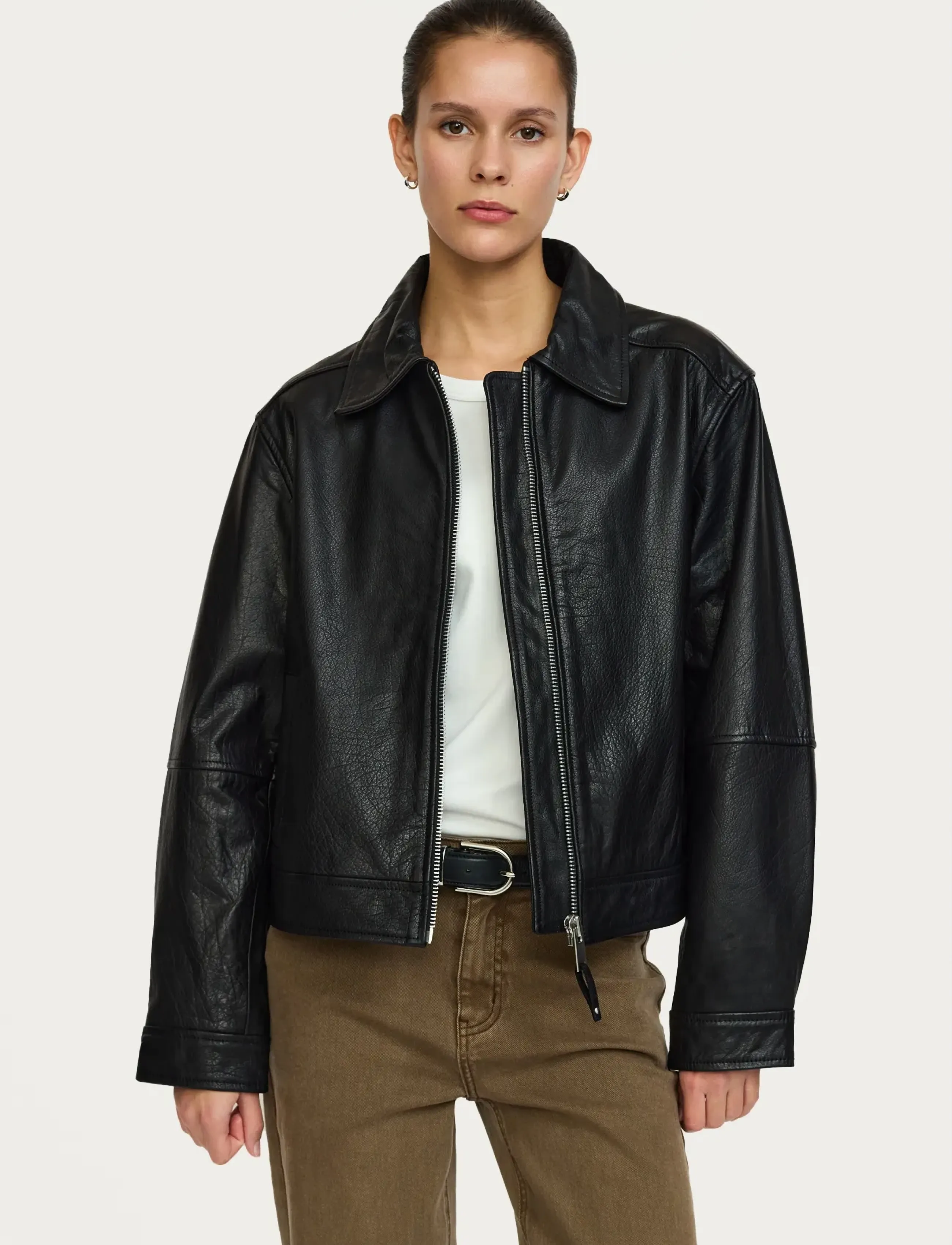 Soft Rebels SRAkala Jacket - Lederjacken - BLACK / black