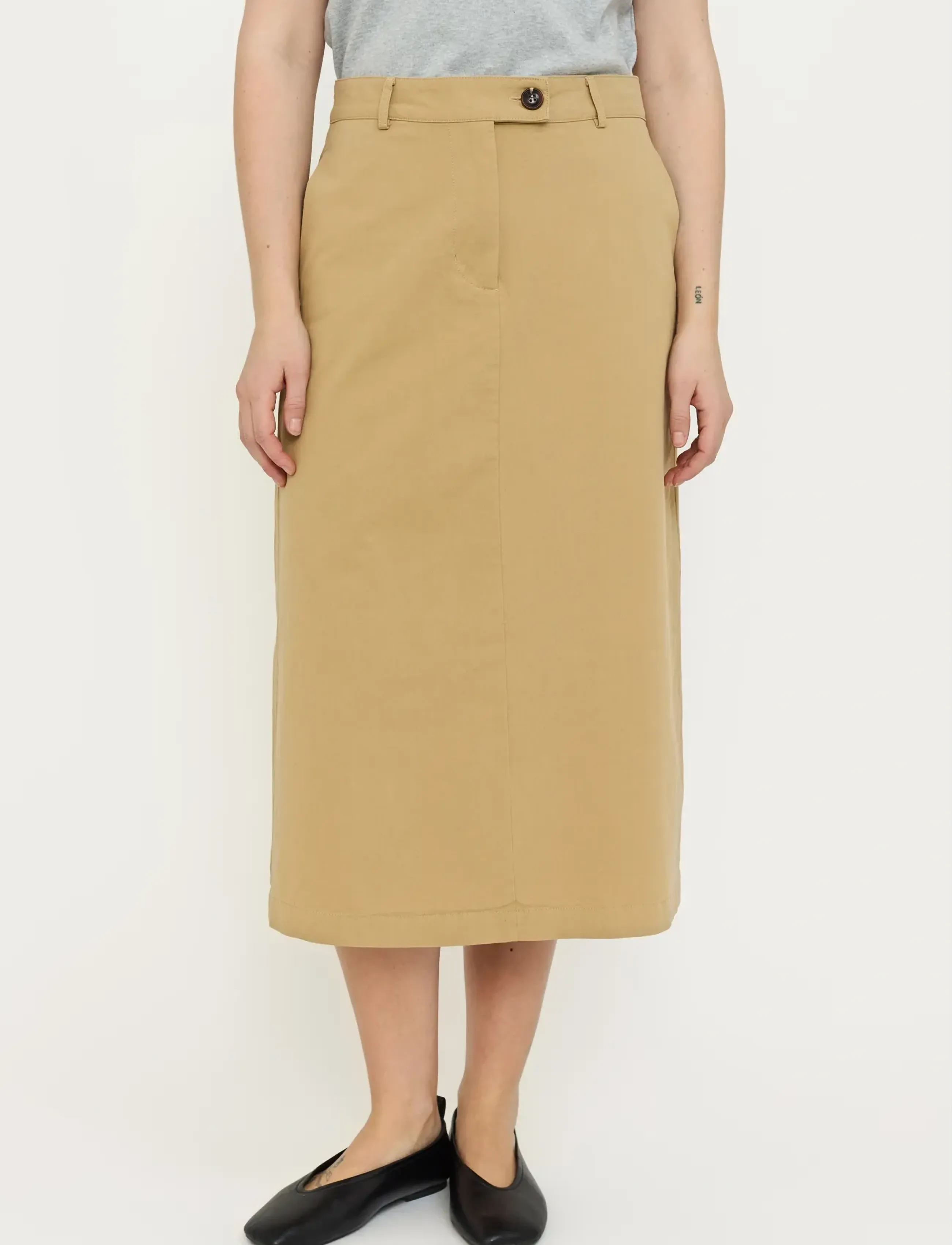 Soft Rebels Srvesny Midi Skirt, Kvinder, Midi Nederdel, Beige, Str: L