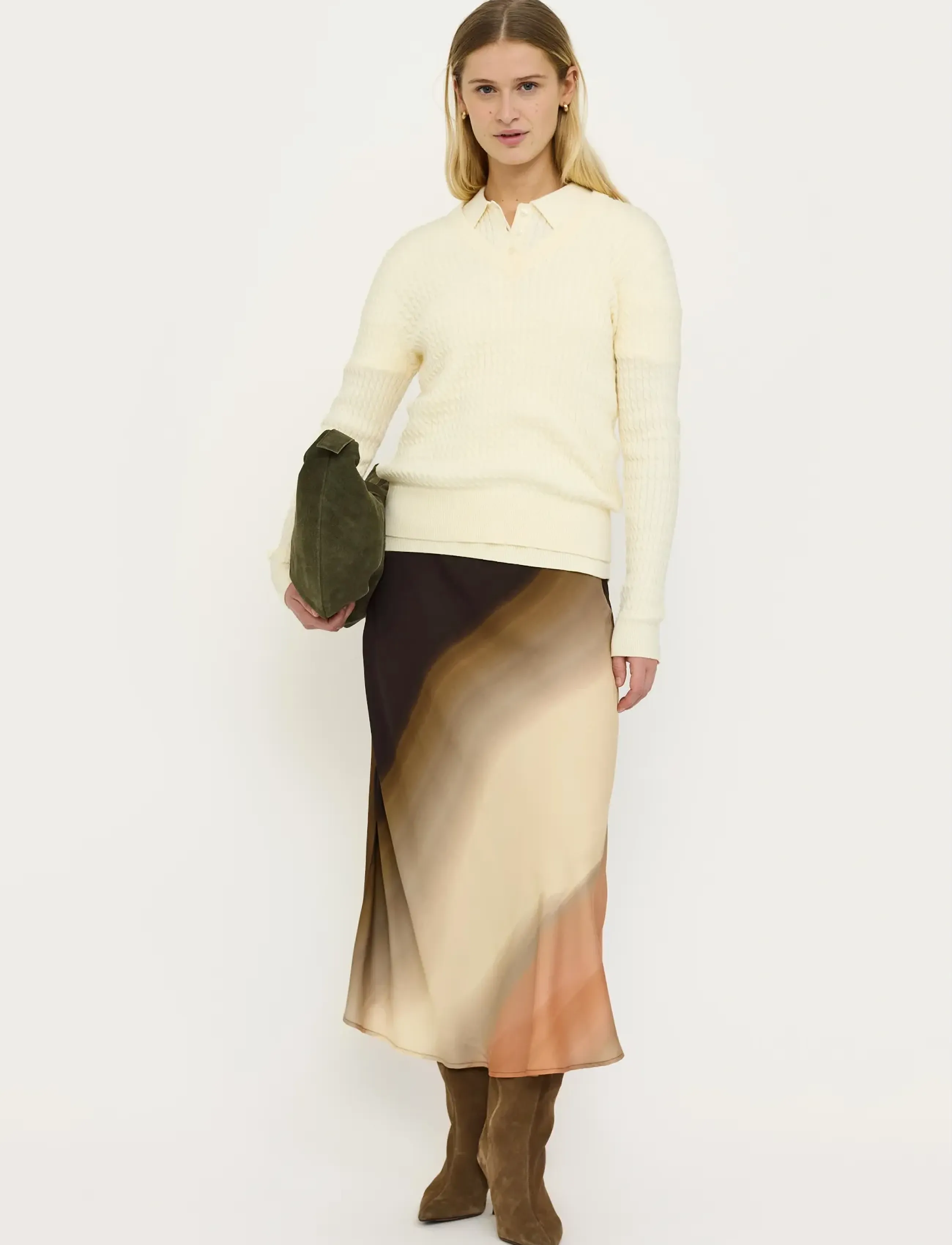 Soft Rebels SRCassandra Midi Skirt - Satiinist seelikud - SUNRISE PRINT / multi