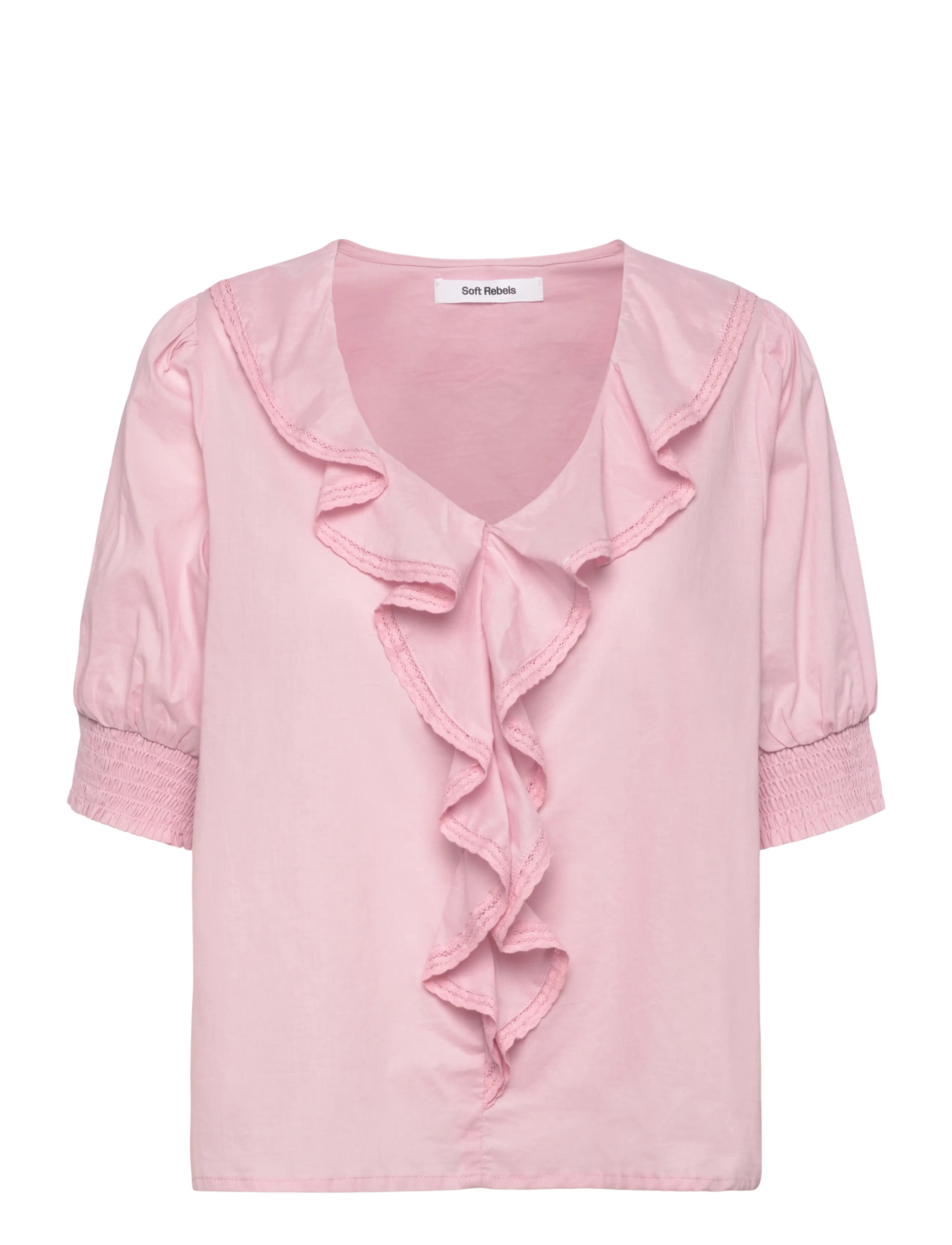 SOFT REBELS Srtahnee Ss Bluse Gots Pink - L - Damen