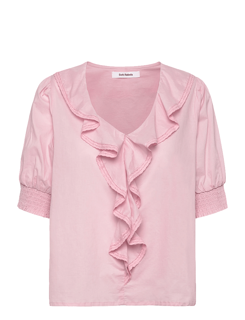 Soft Rebels - SRTahnee SS Blouse GOTS - short-sleeved blouses - bleached mauve - 0