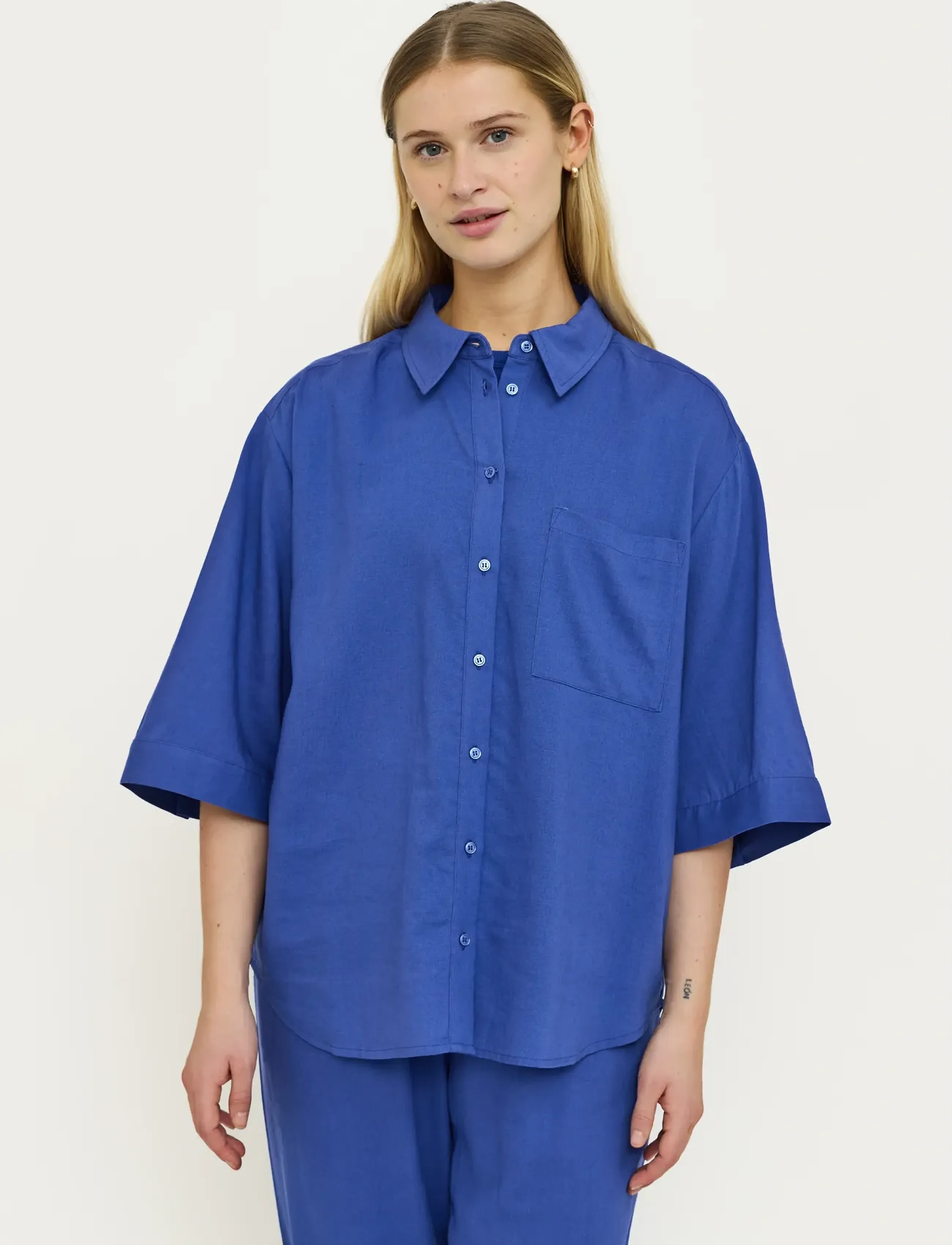 Soft Rebels Sryindi Shirt, S, Blue, Skjorter > Kortærmede, Dame