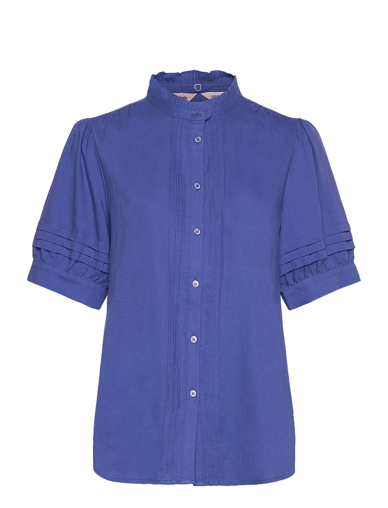 Soft Rebels - SRYindi Frill Shirt - lühikeste varrukatega pluusid - 189 deep ultramarine - 0