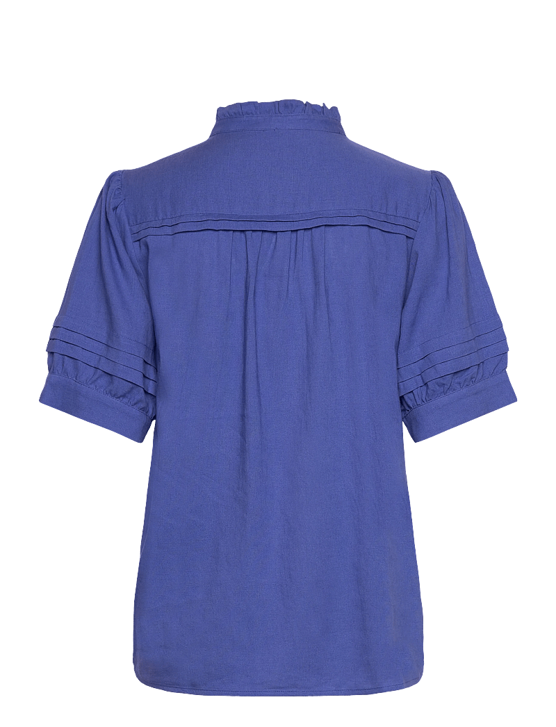 Soft Rebels - SRYindi Frill Shirt - lühikeste varrukatega pluusid - 189 deep ultramarine - 1