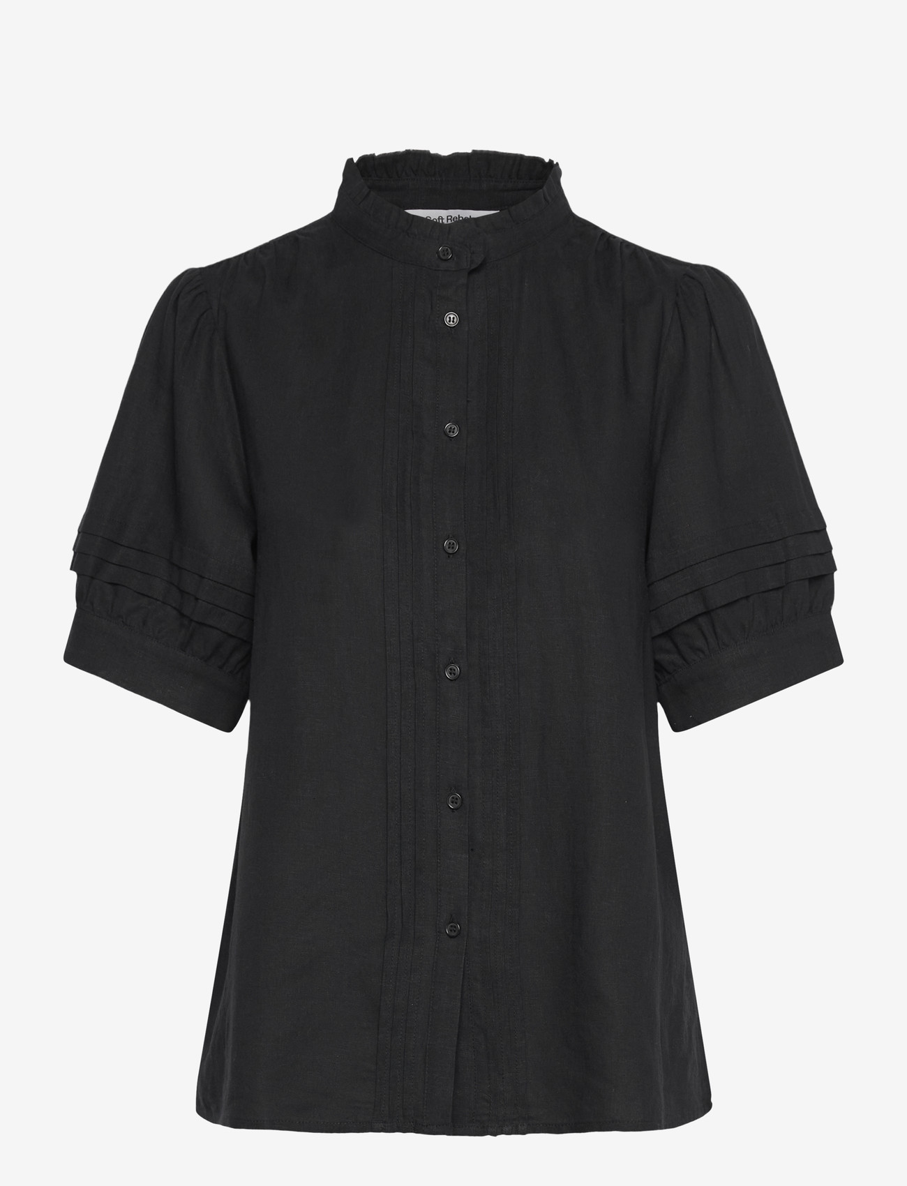 Soft Rebels - SRYindi Frill Shirt - kortärmade blusar - black - 1