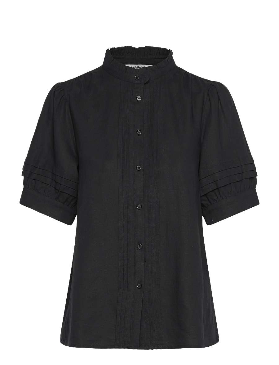 Soft Rebels - SRYindi Frill Shirt - bluzki z krótkim rękawem - black - 1