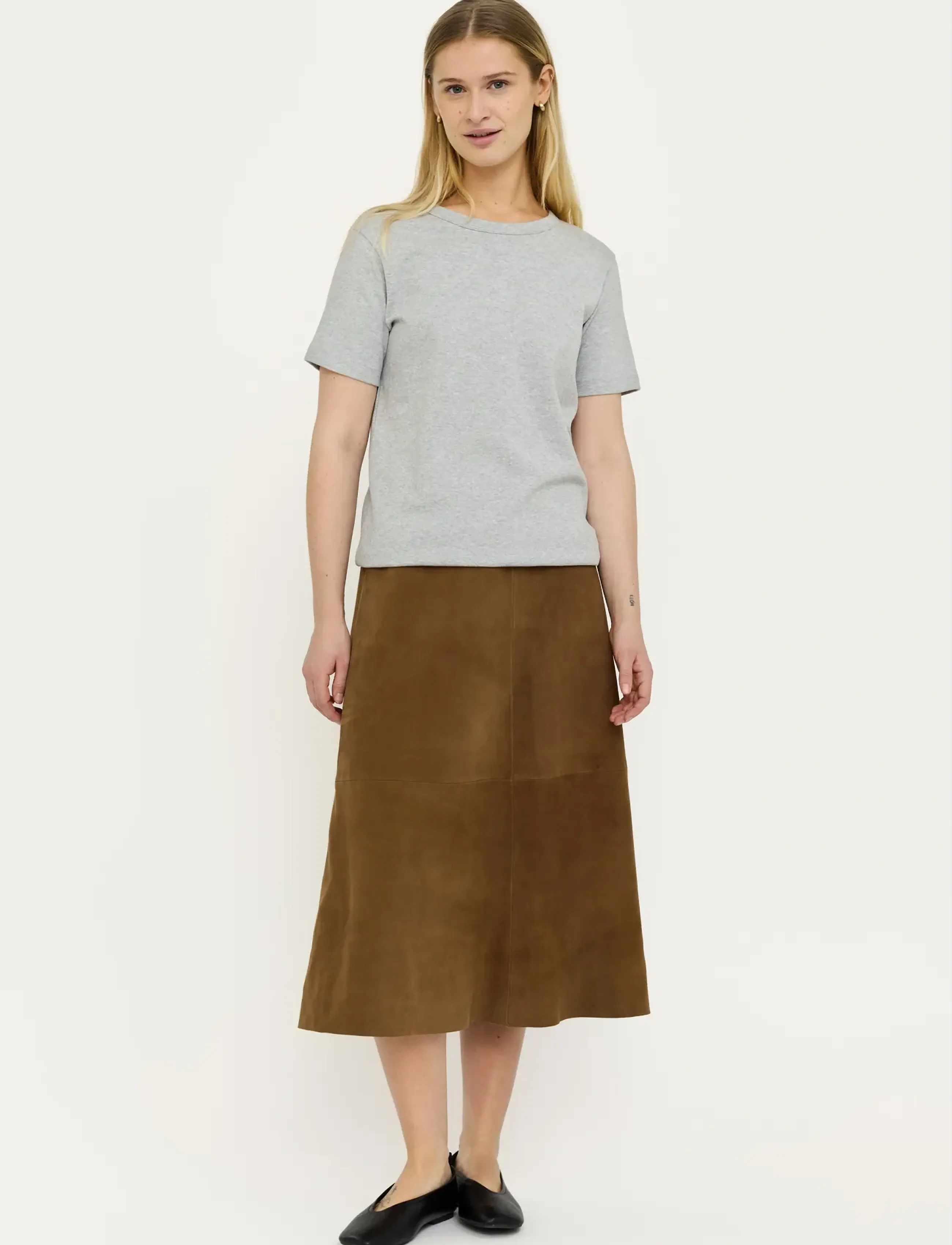 Soft Rebels Srpetra Suede Skirt, L, Brown, Nederdele > Knælange Og Midi Nederdele, Dame