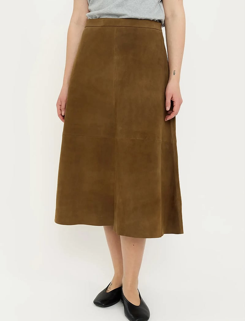 Soft Rebels - SRPetra Suede Skirt - lædernederdele - sepia - 3
