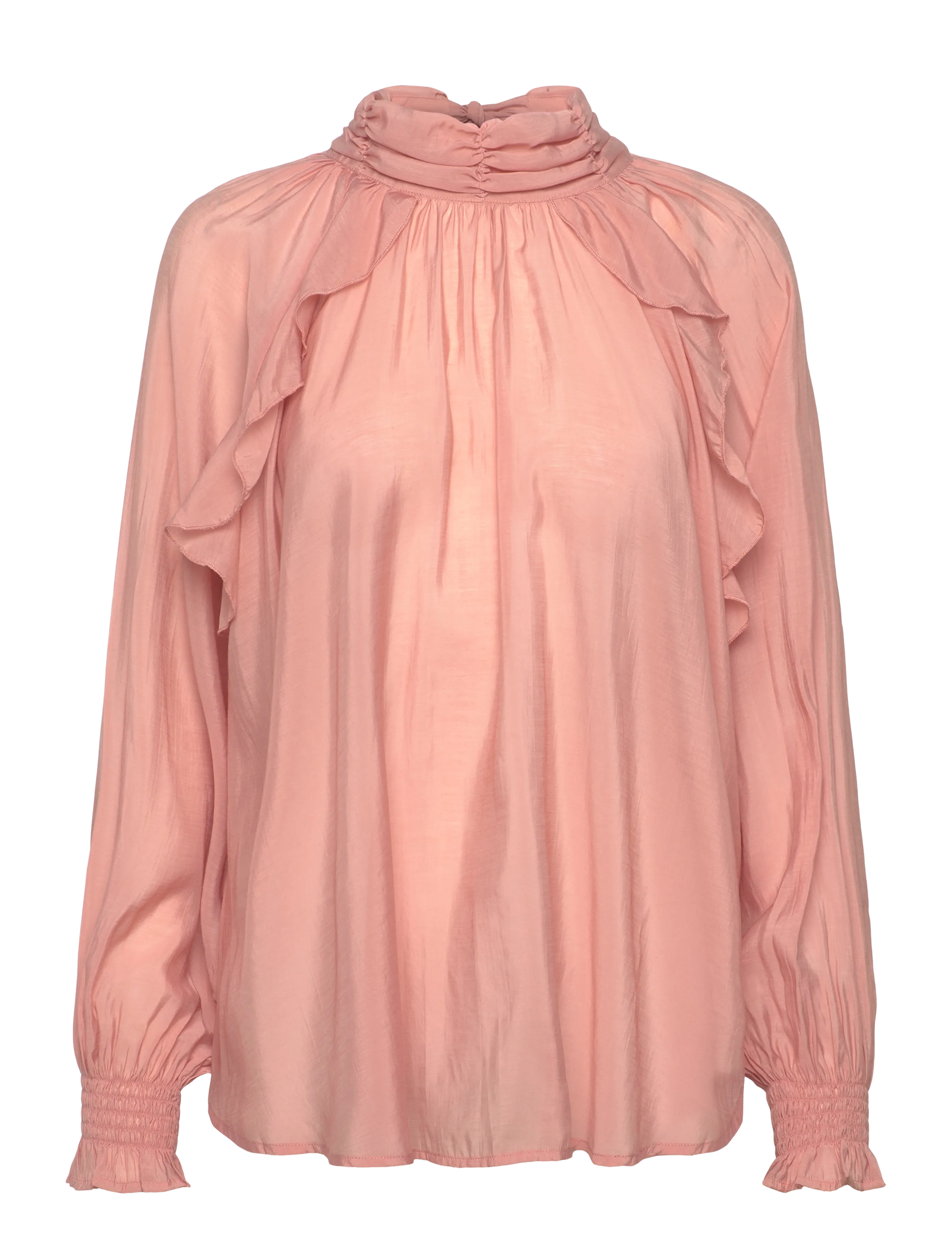 Soft Rebels SRRachel Frill Blouse - Transitional Layering - CAFE CRÉME / pink/rose
