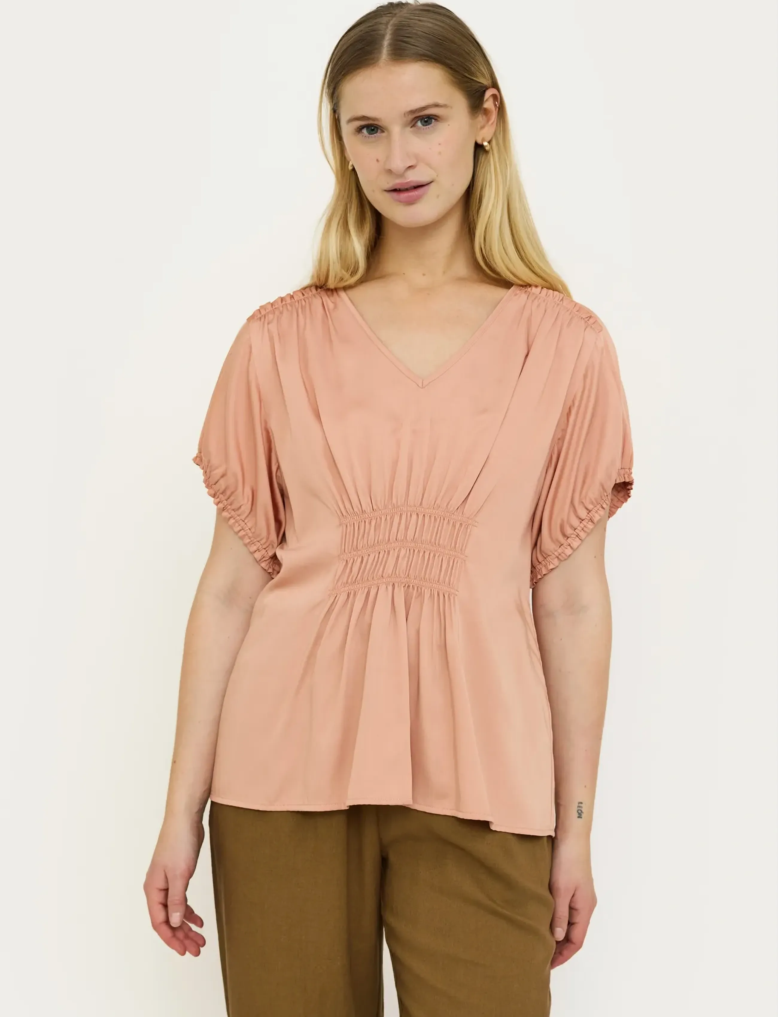 Soft Rebels SRJedda SS Blouse - Blusen - 187 CAFE CRÉME / pink/rose