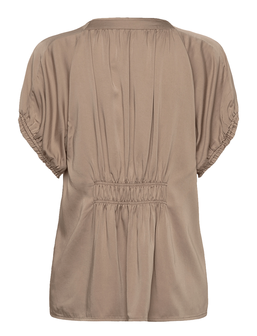 Soft Rebels - SRJedda SS Blouse - kortærmede bluser - 884 greige - 2