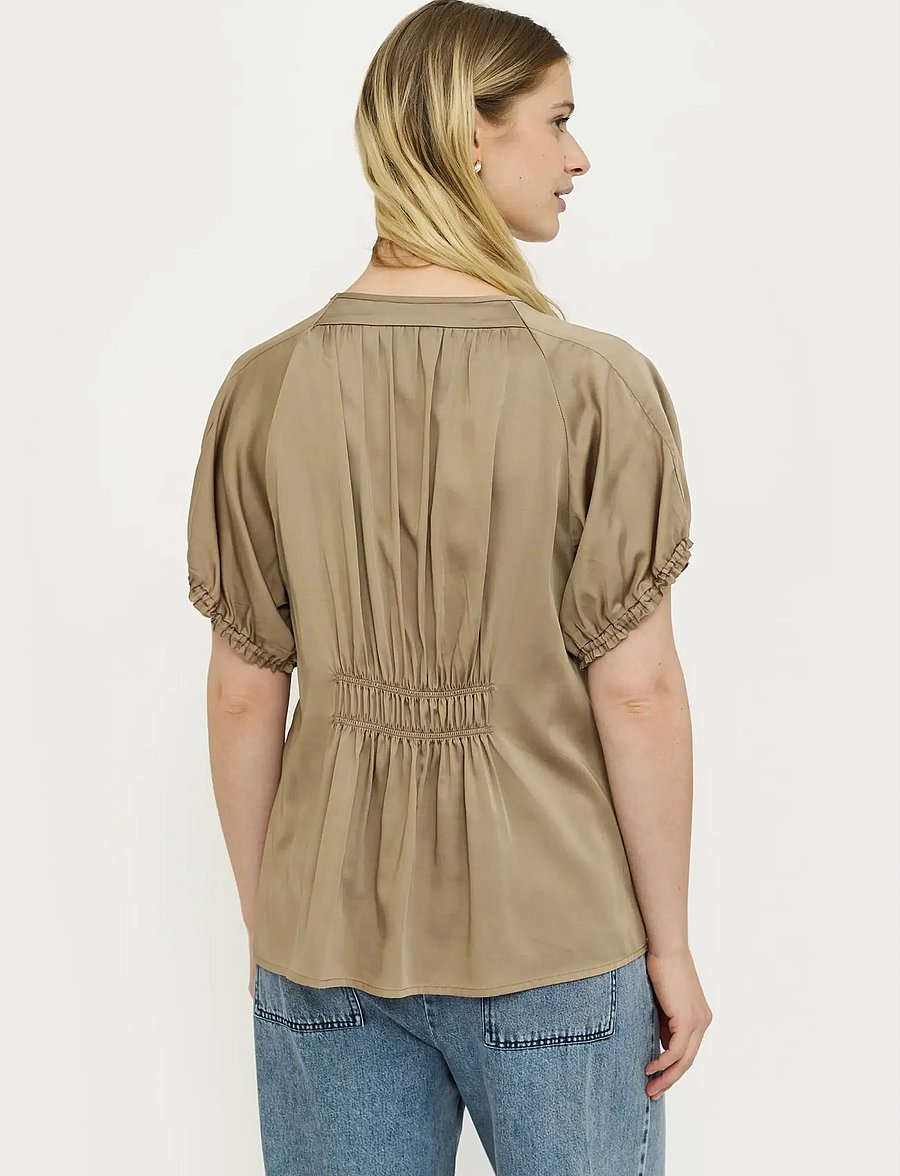 Soft Rebels - SRJedda SS Blouse - kortærmede bluser - 884 greige - 3