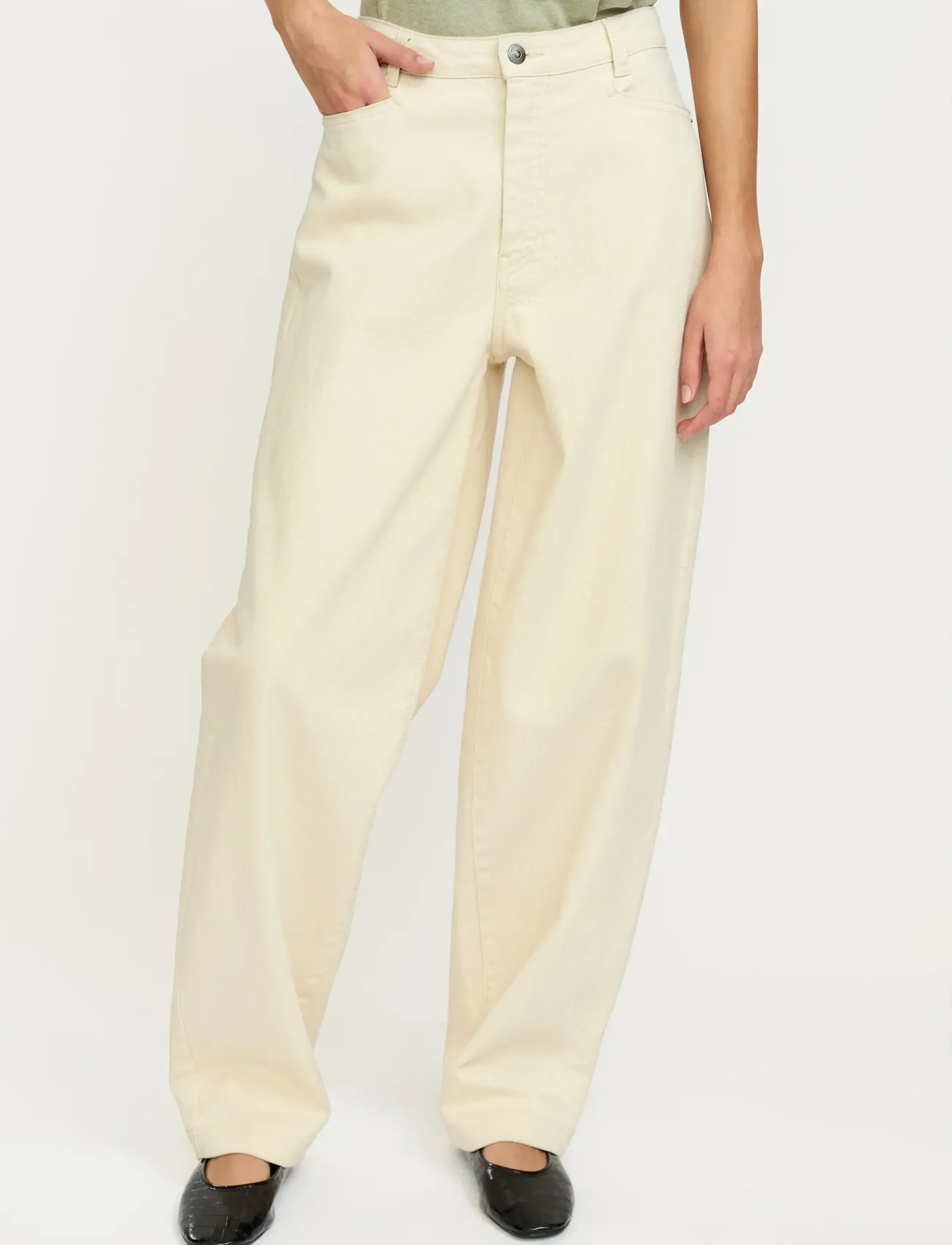 Soft Rebels SRCaja Jeans - Straight leg hosen - ECRU / cream