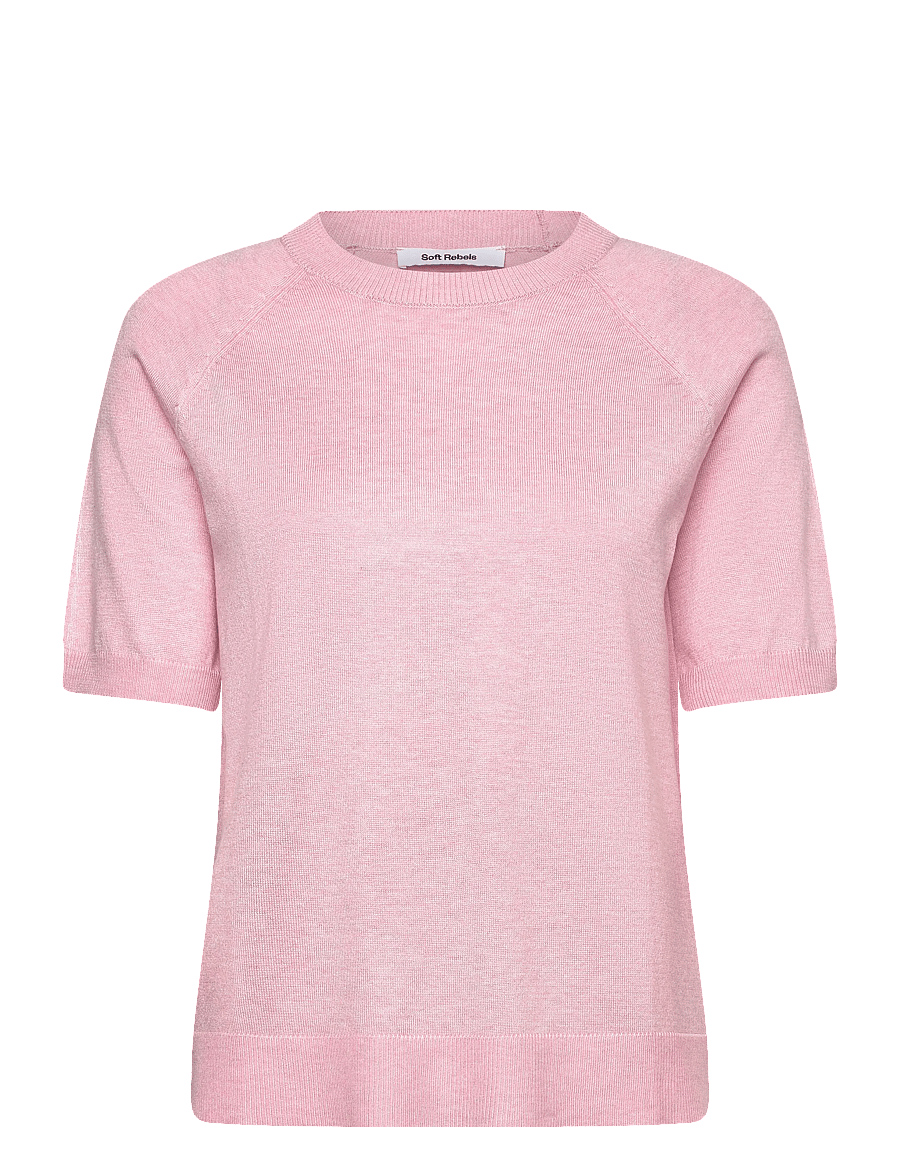 Soft Rebels - SRMarla ss O-neck knit - pullover - 196 bleached mauve melange - 1