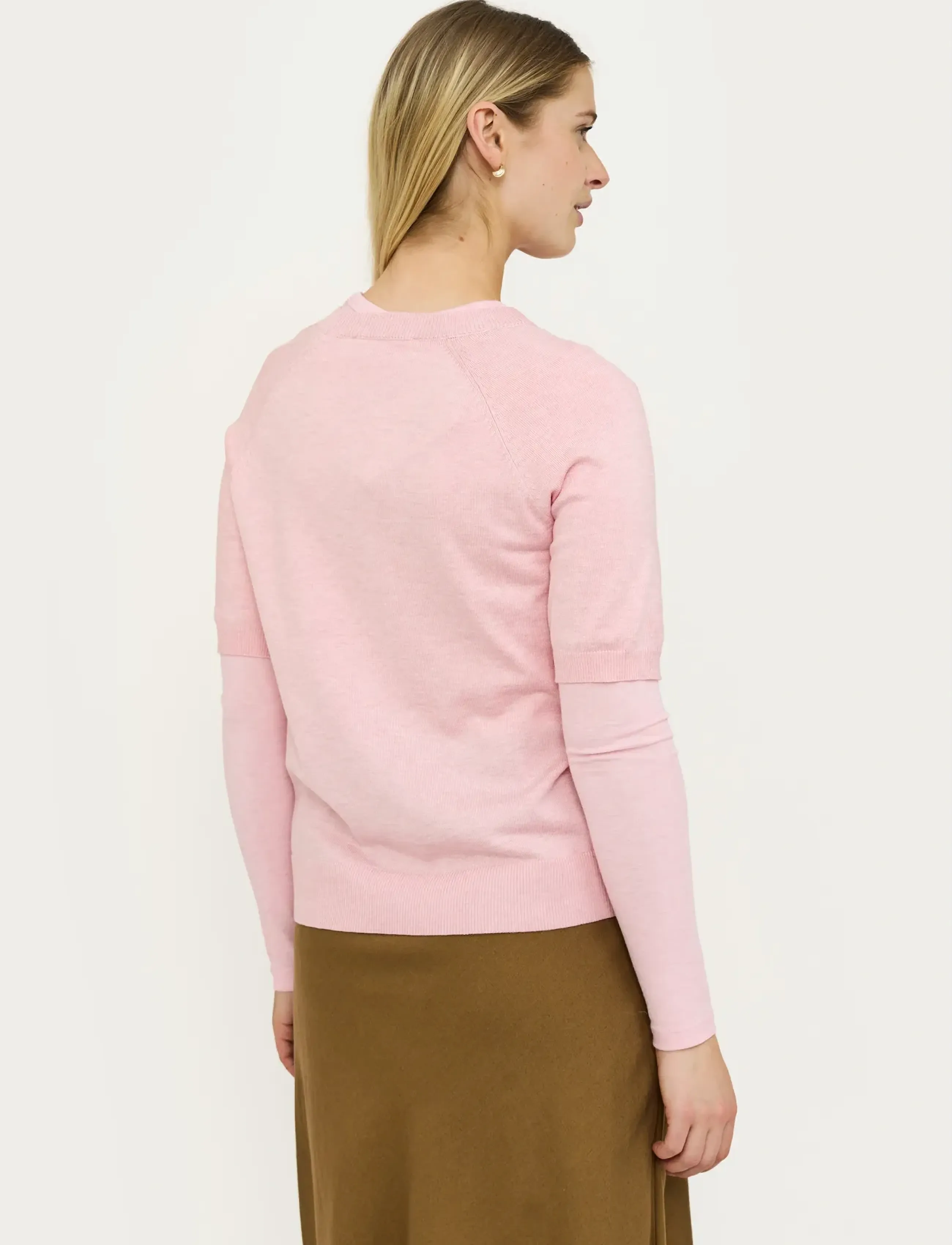 Soft Rebels - SRMarla ss O-neck knit - pullover - 196 bleached mauve melange - 3