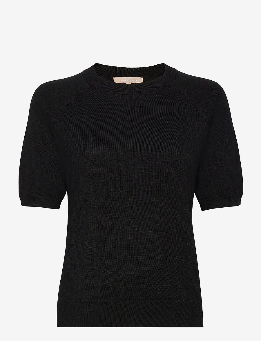 Soft Rebels - SRMarla ss O-neck knit - sviitrid - black - 1