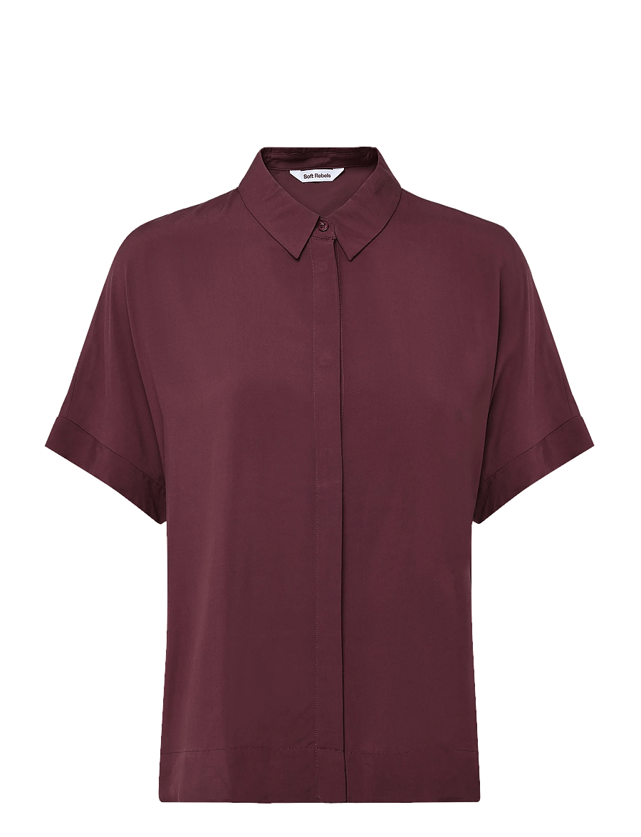 Soft Rebels - SRFreedom SS Shirt - kurzärmlige hemden - 365 vinyard wine - 1