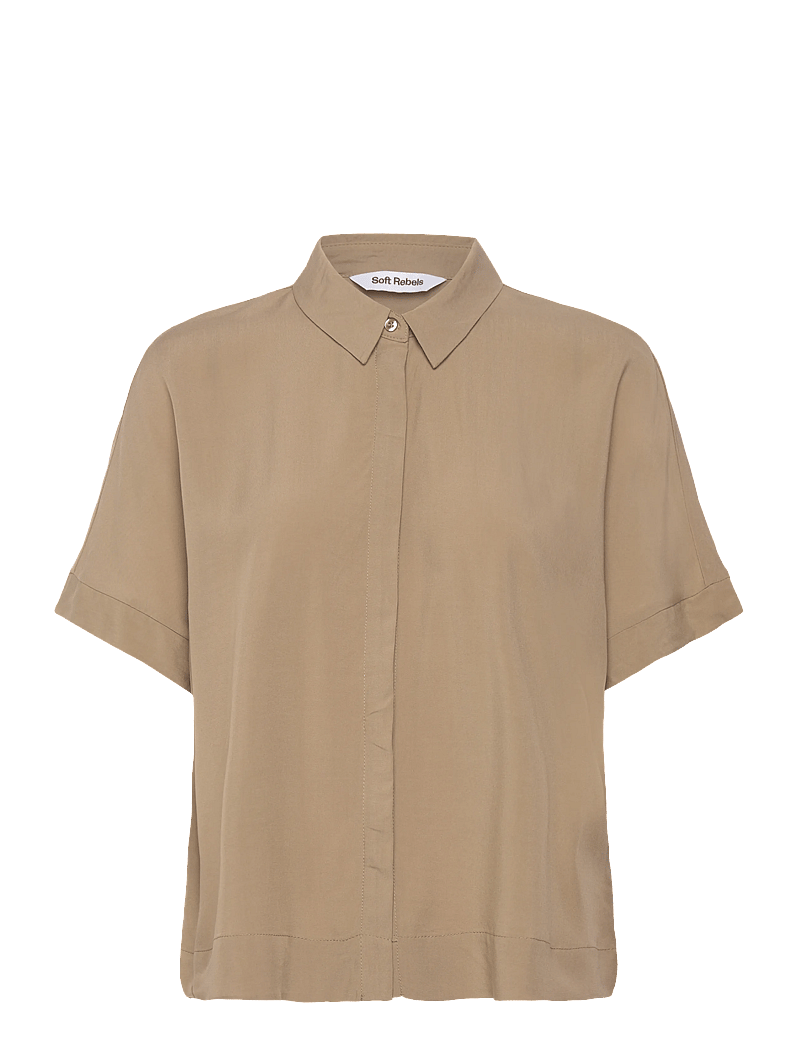 Soft Rebels - SRFreedom SS Shirt - kurzärmlige hemden - greige - 1