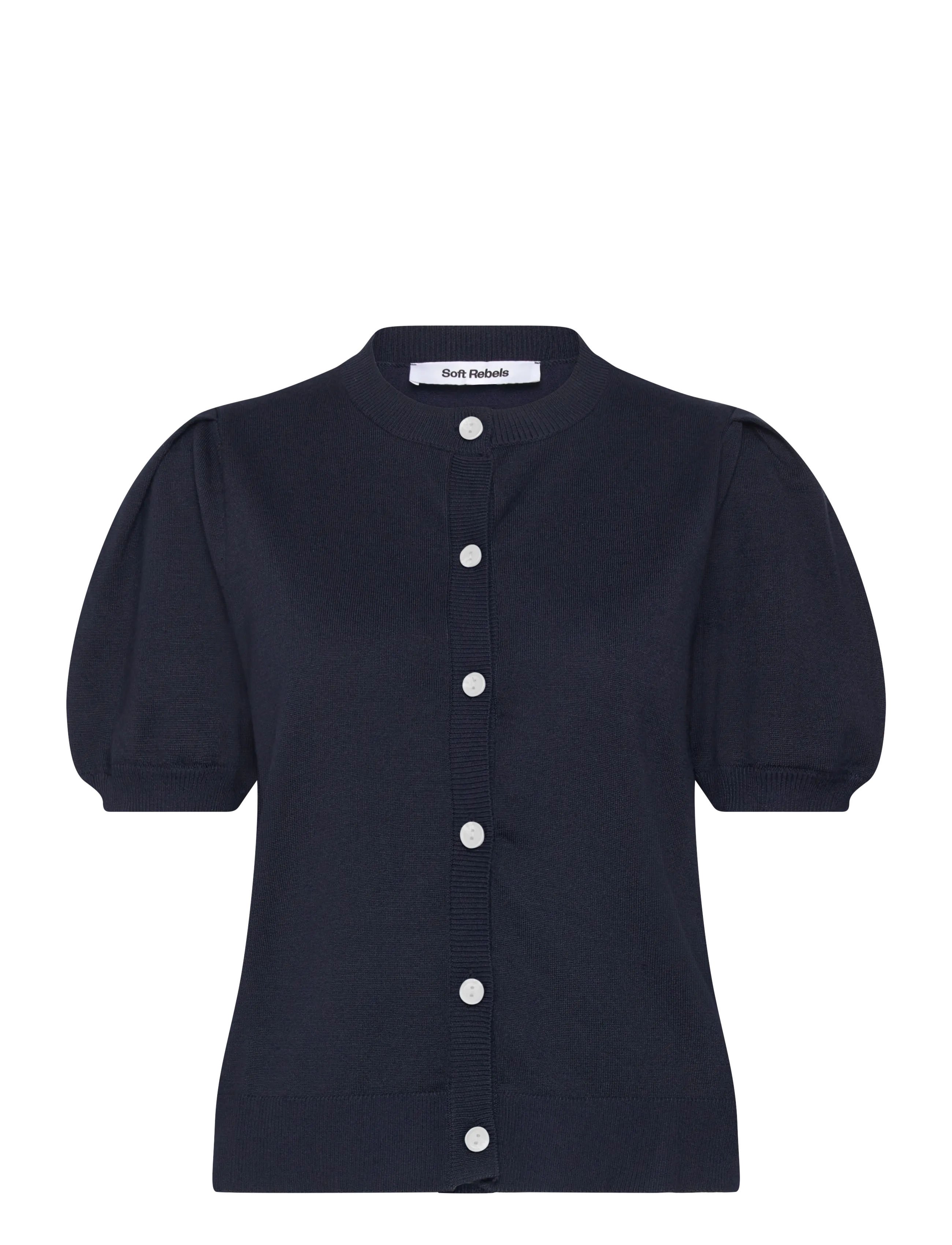 SOFT REBELS Srmarla Ss O-Neck Cardigan Knit Navy - M - Damen