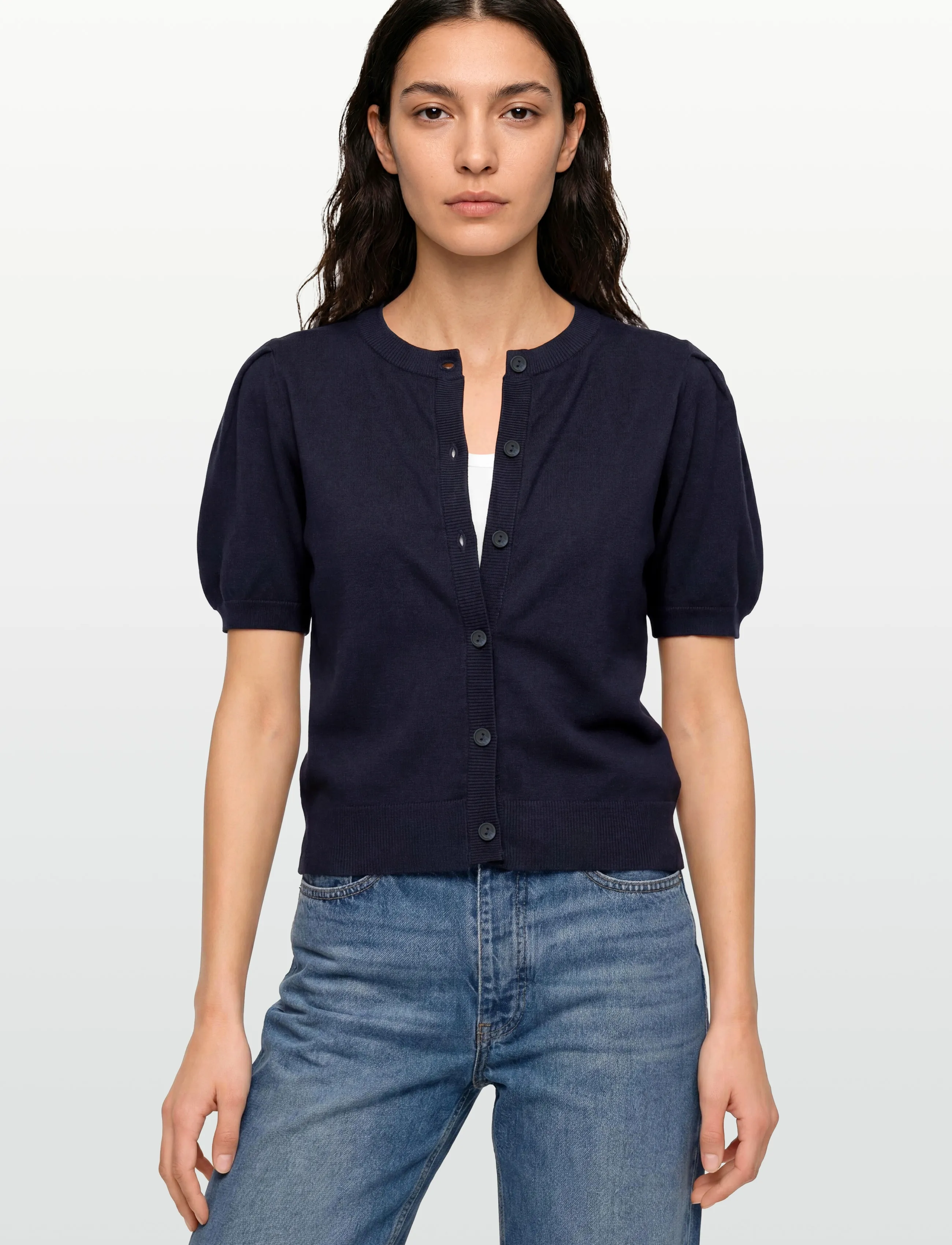 Soft Rebels - SRMarla SS O-neck Cardigan Knit - kardiganai - total eclipse - 3