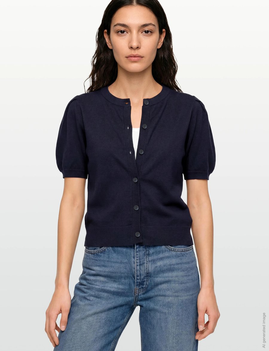 Soft Rebels - SRMarla SS O-neck Cardigan Knit - kardiganai - total eclipse - 3
