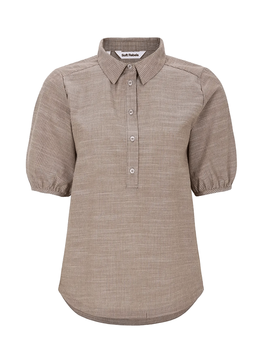 Soft Rebels - SREbbi Blouse - kurzärmelige blusen - bison - 1
