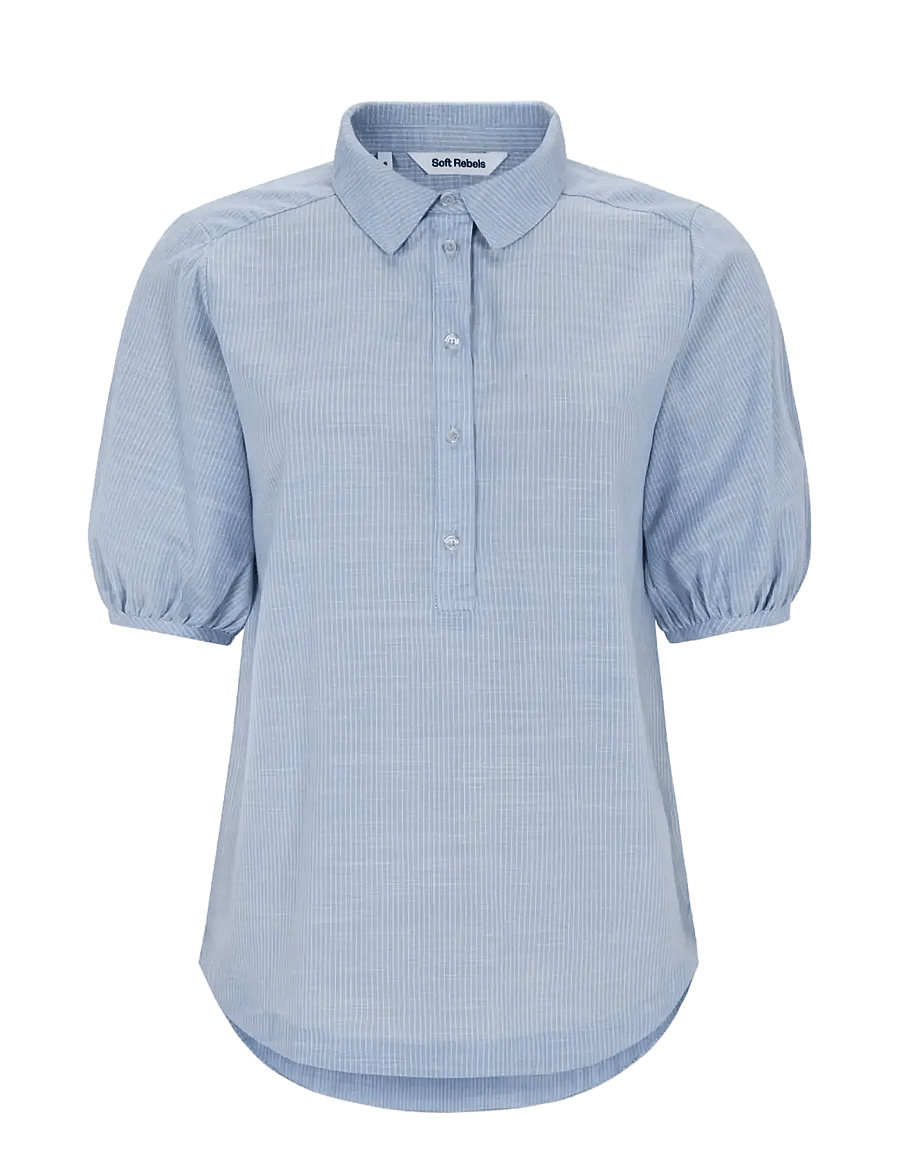 Soft Rebels - SREbbi Blouse - kortærmede bluser - forever blue - 0