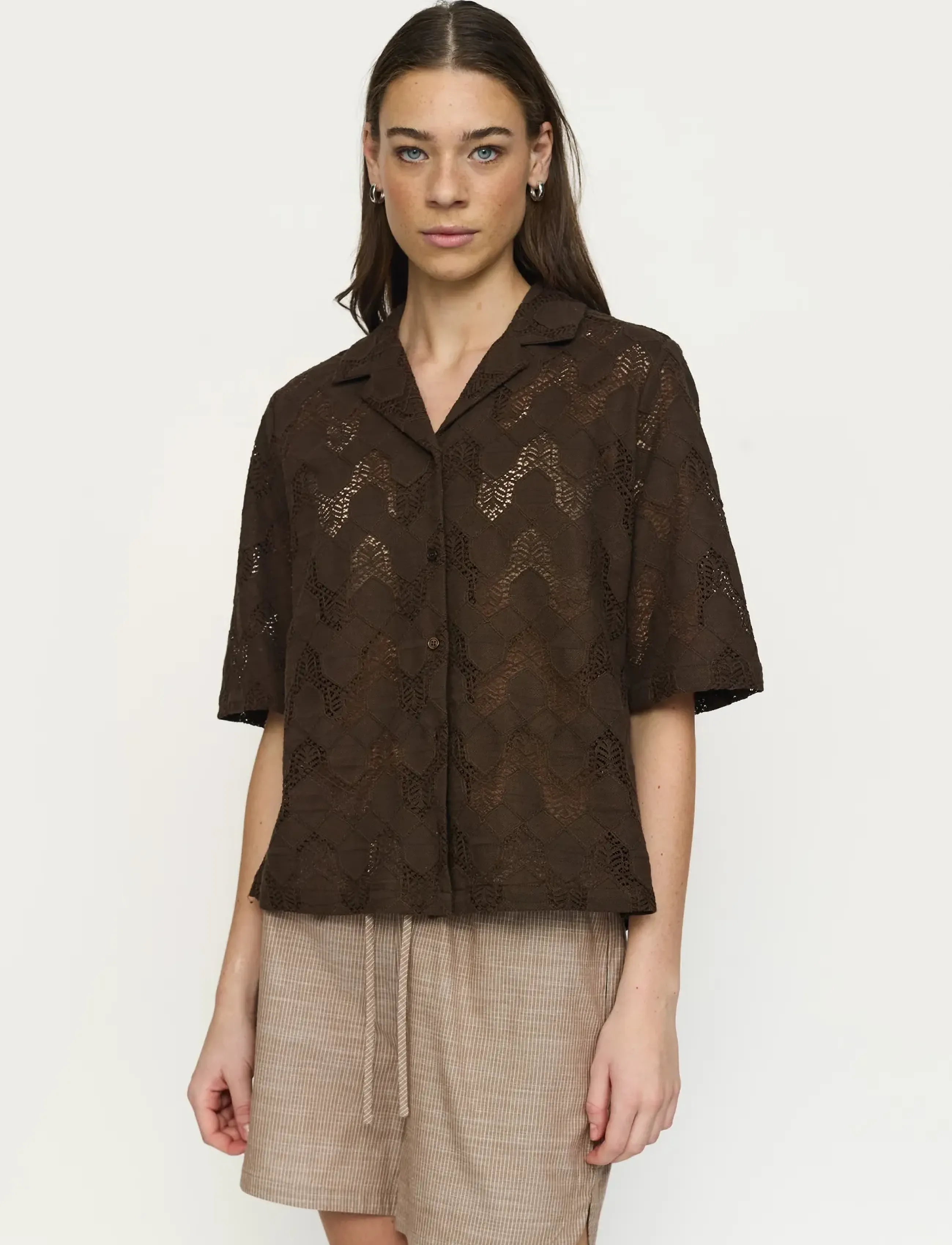 Soft Rebels Sradalia Shirt, M, Shirts, Braun - Short-sleeved, Frauen