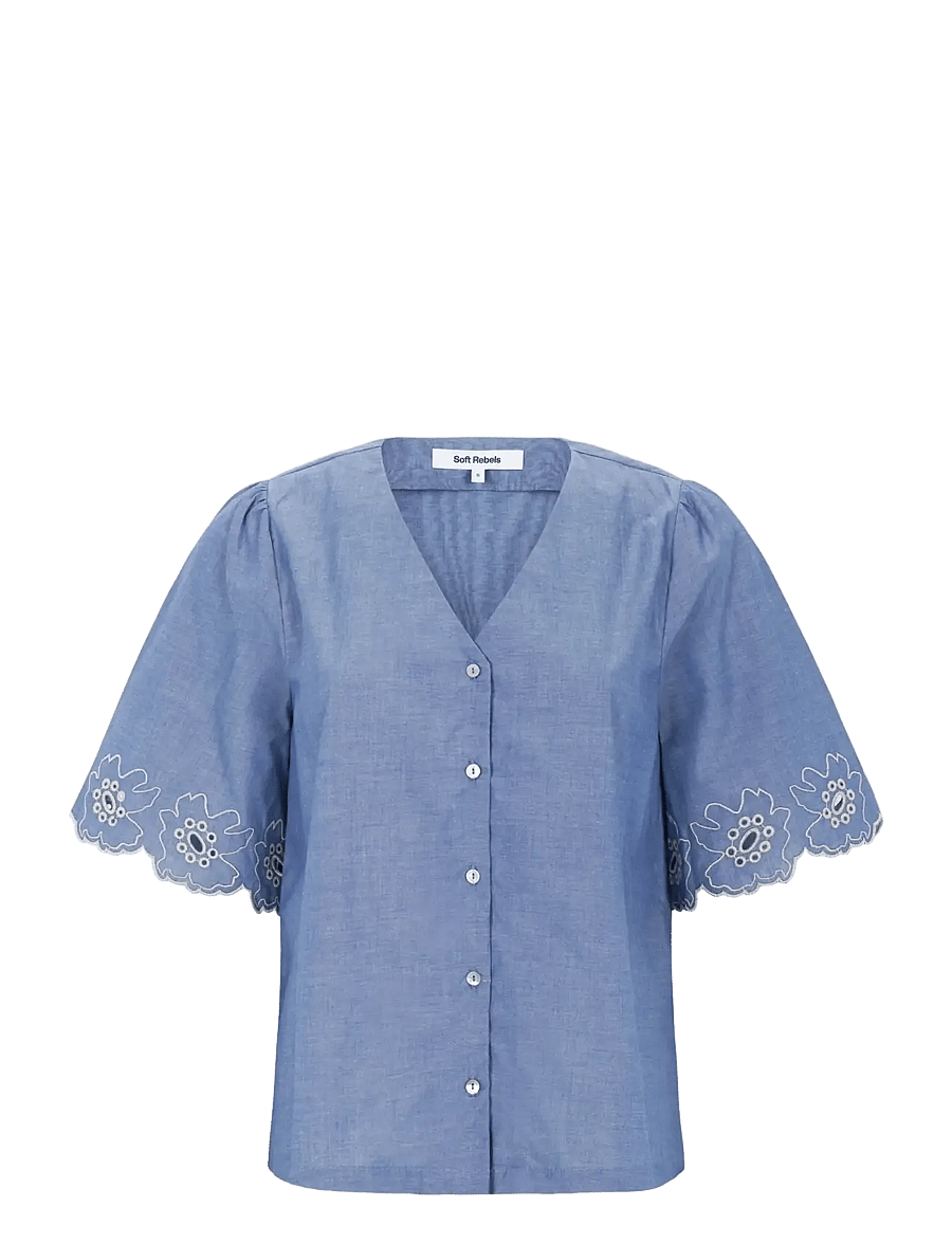 Soft Rebels - SRGada Shirt - short-sleeved blouses - indigo blue - 1