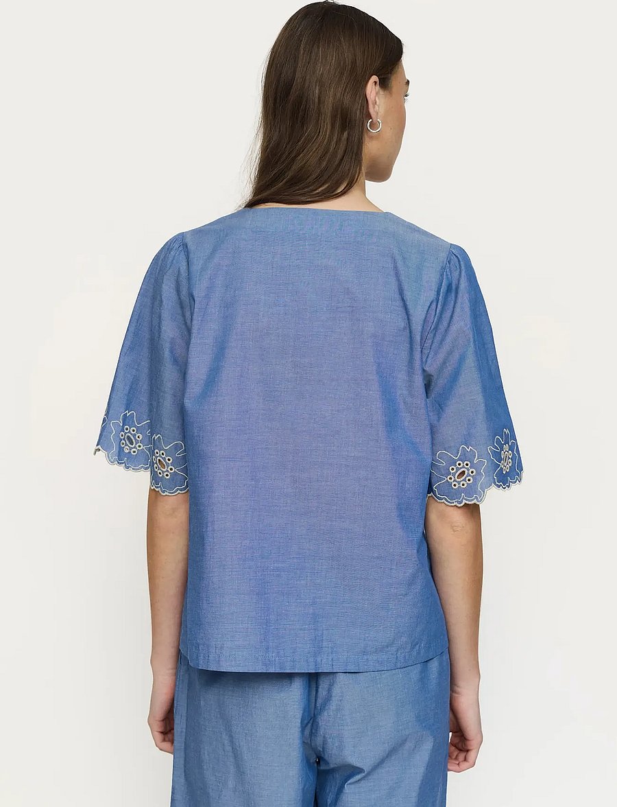 Soft Rebels - SRGada Shirt - short-sleeved blouses - indigo blue - 3