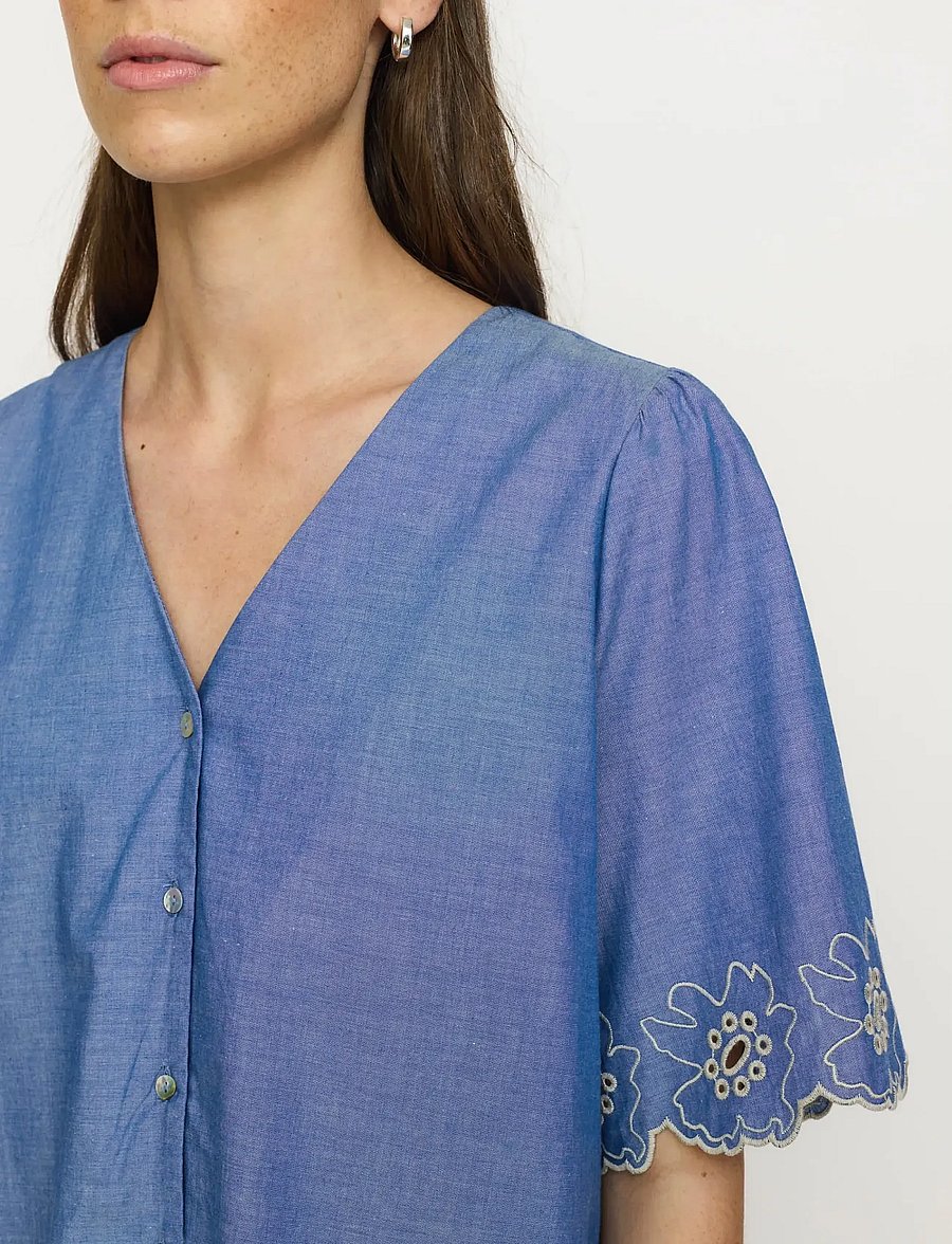 Soft Rebels - SRGada Shirt - short-sleeved blouses - indigo blue - 4