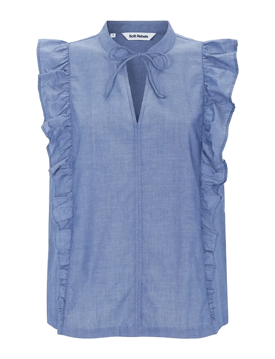 Soft Rebels - SRGada Blouse - varrukateta pluusid - indigo blue - 1
