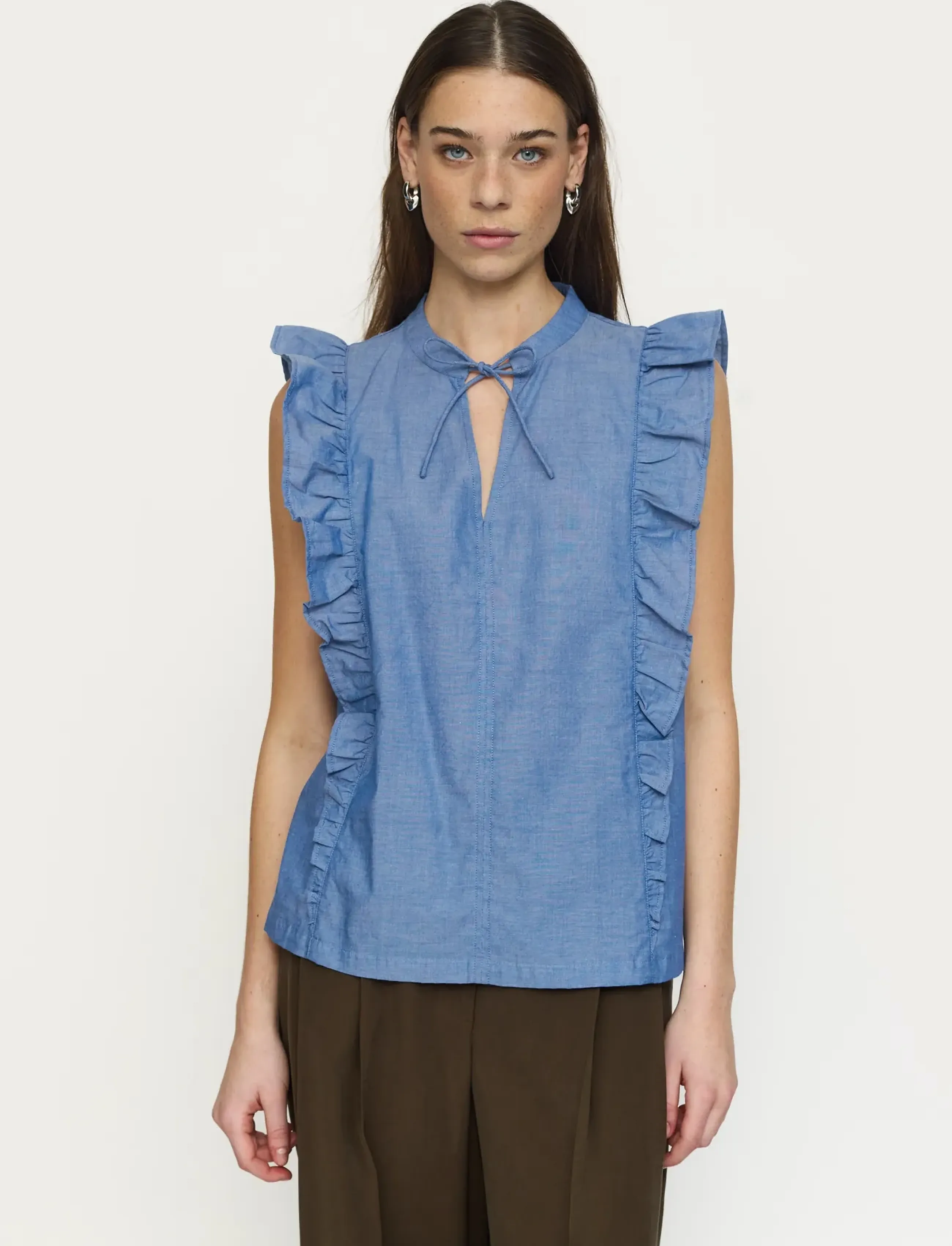 Soft Rebels Srgada Blouse, XXL, Blouses, Blau - Sleeveless, Frauen