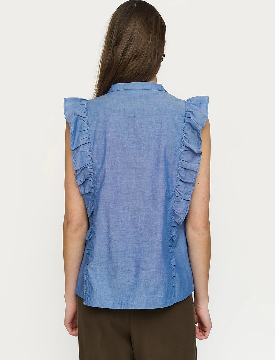 Soft Rebels - SRGada Blouse - varrukateta pluusid - indigo blue - 3