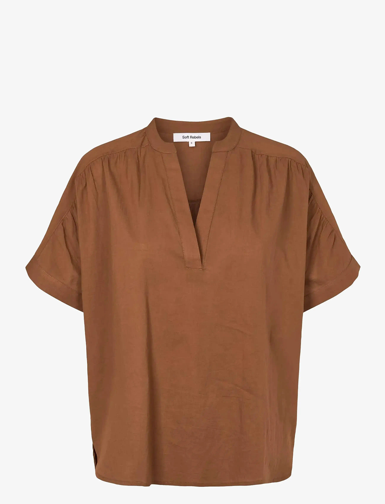 Soft Rebels - SRGallia Blouse - bluzki krotkim rekawem - bison - 1