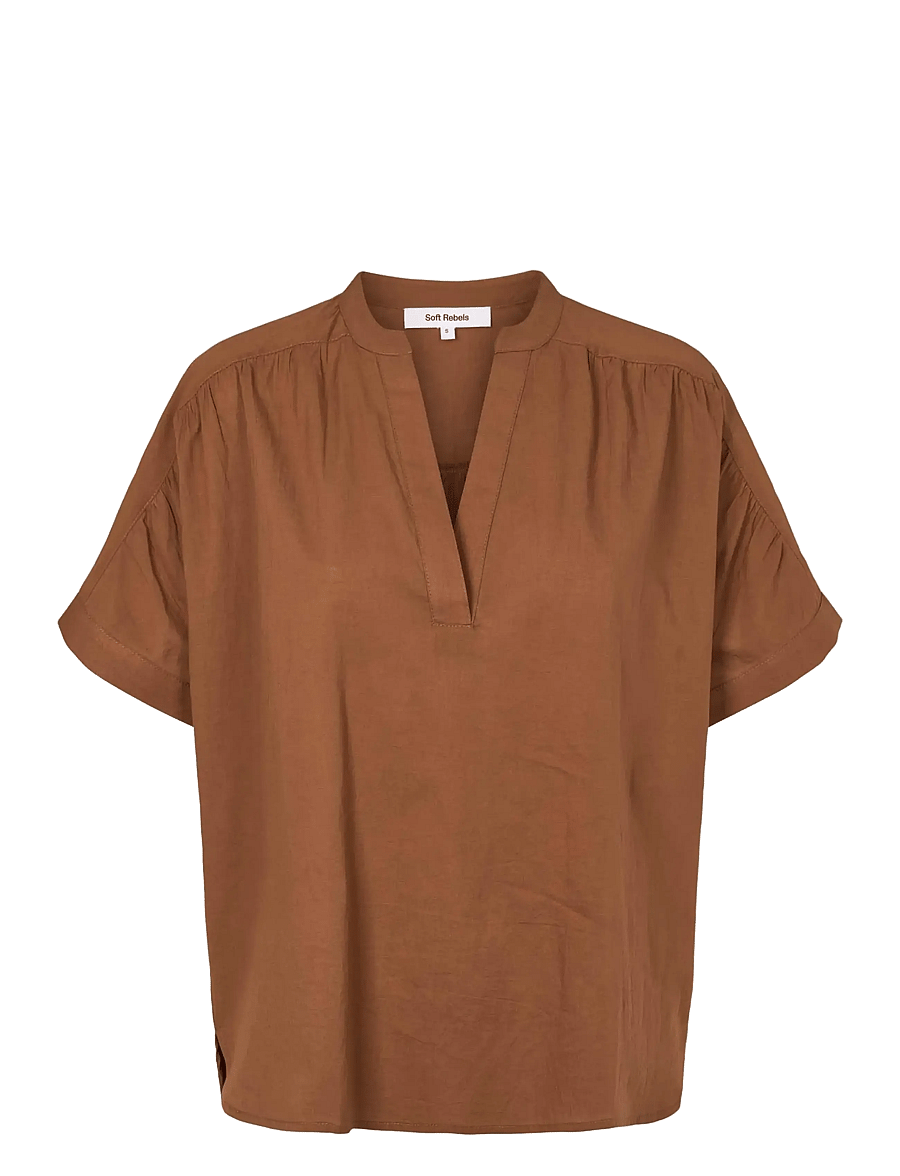 Soft Rebels - SRGallia Blouse - kurzärmelige blusen - bison - 1