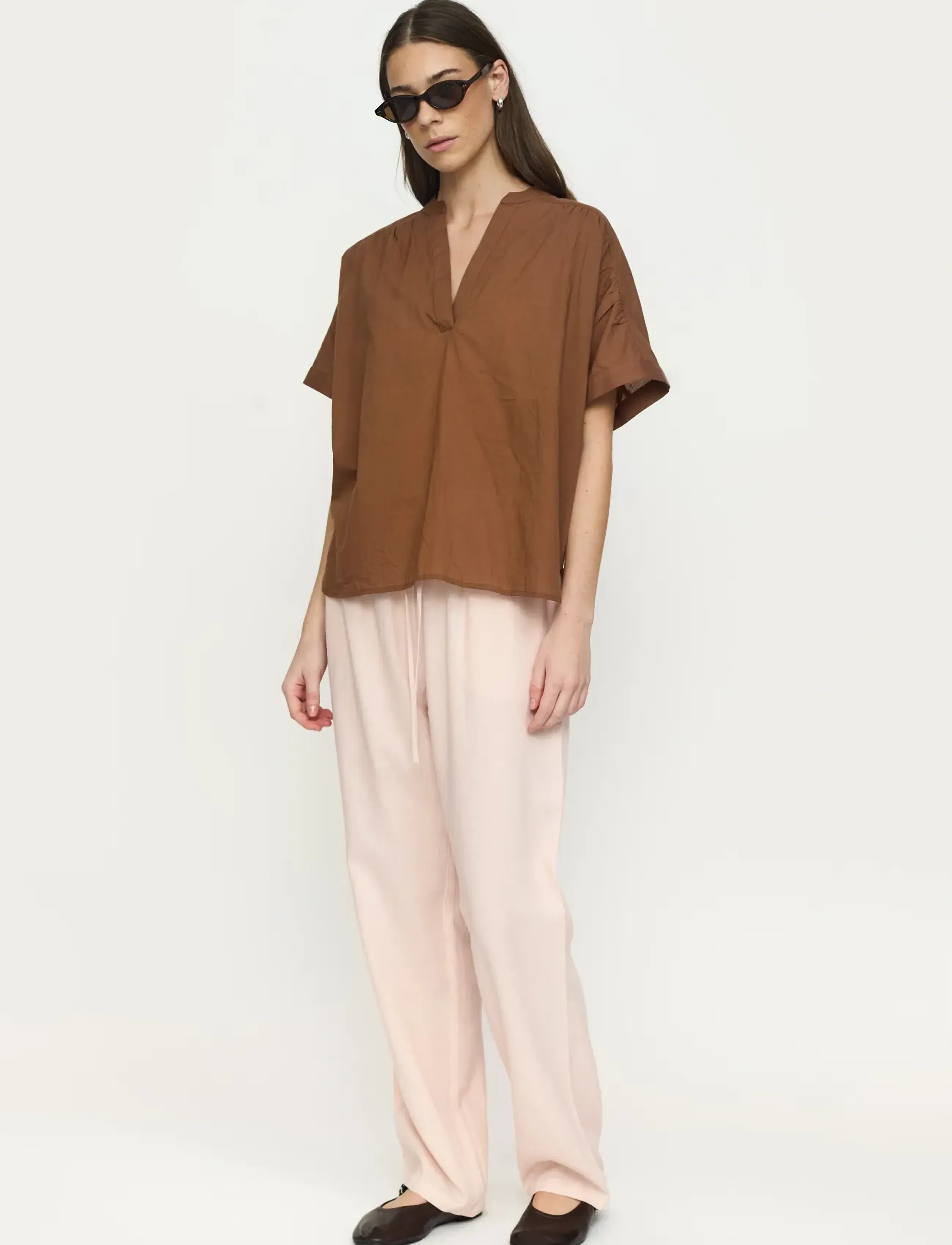 Soft Rebels Srgallia Blouse, XL, Brown, Bluser > Kortærmede, Dame