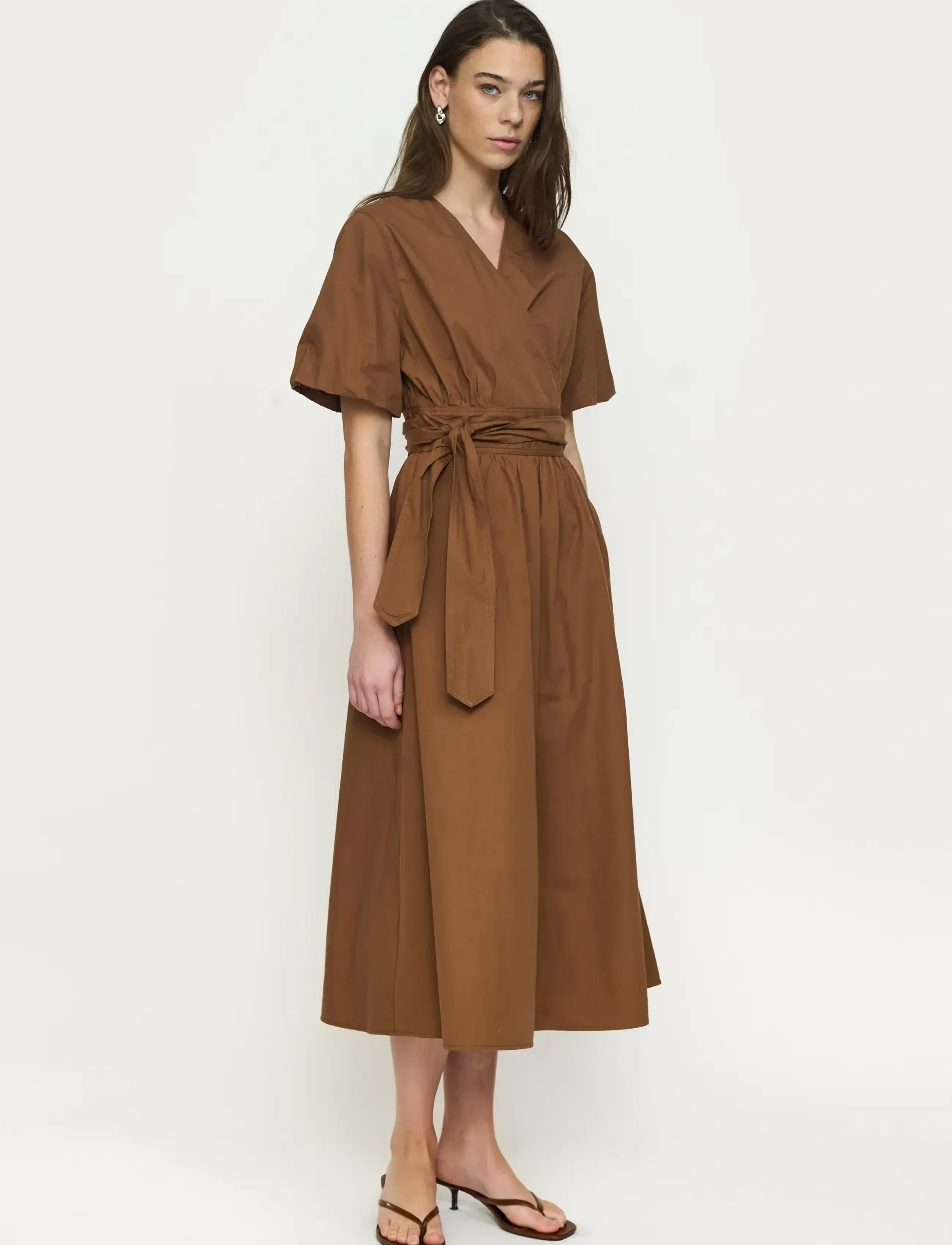 Soft Rebels Srhalen Midi Dress, S, Dresses, Braun - Knee-length & Midi, Frauen