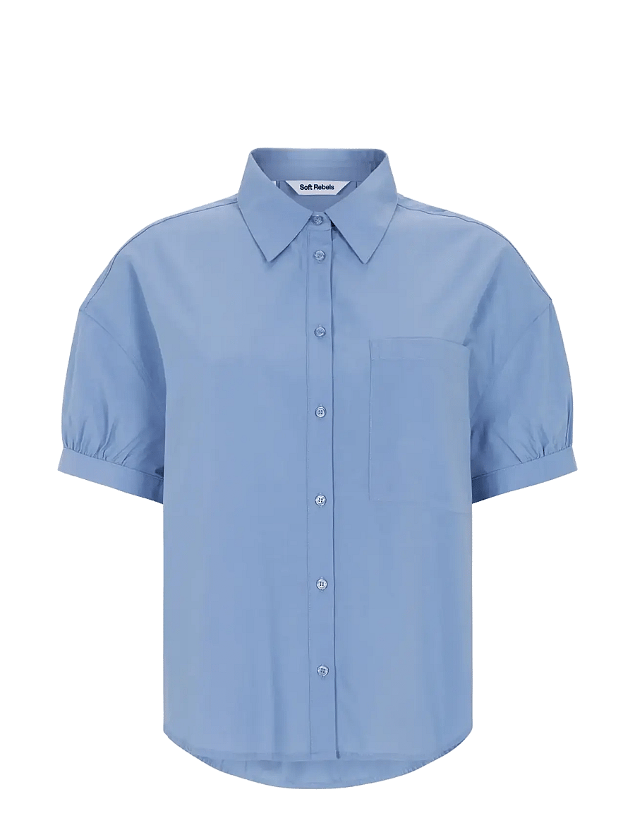 Soft Rebels - SRVeronica SS Shirt - kortärmade skjortor - forever blue - 1