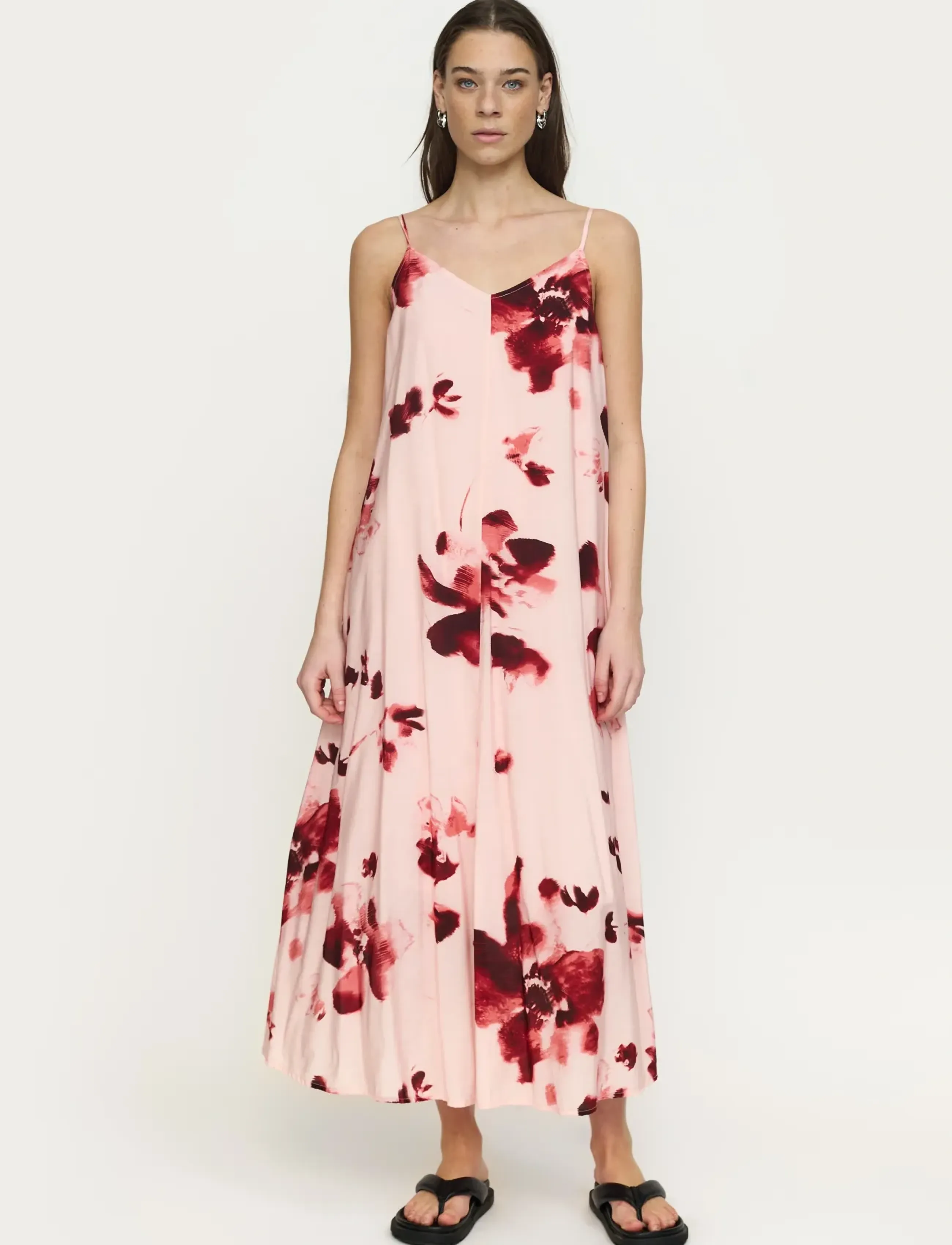 Soft Rebels SRHaina Print Midi Dress - Jurken - BLURRED FLOWER LOTUS / pink/rose