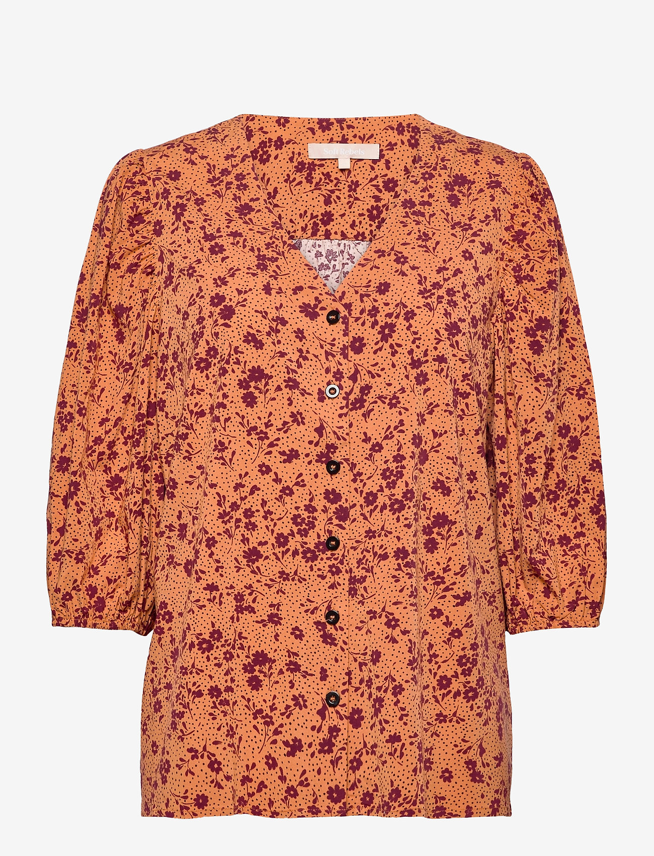 Nina 3/4 Top - NINA PRINT TOMATO CREAM