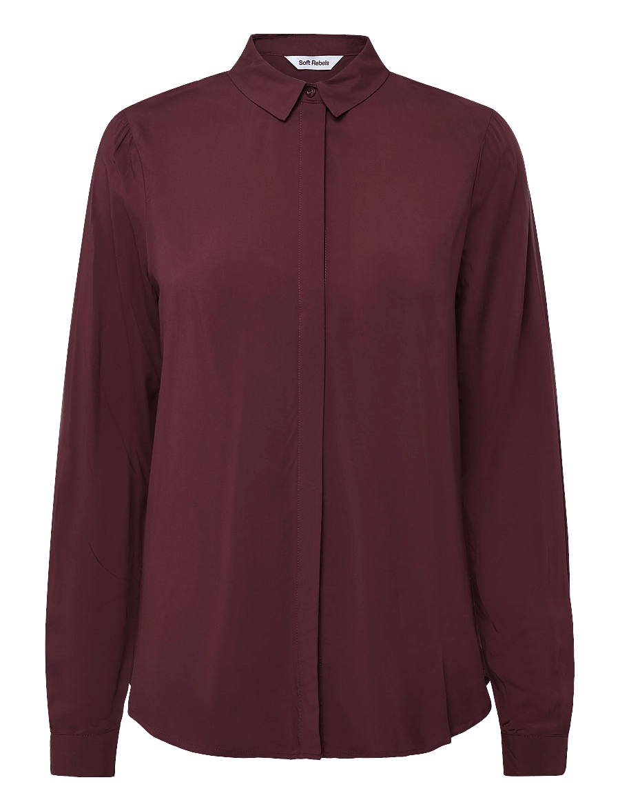 Soft Rebels - SRFreedom LS Shirt - langærmede skjorter - 365 vinyard wine - 1